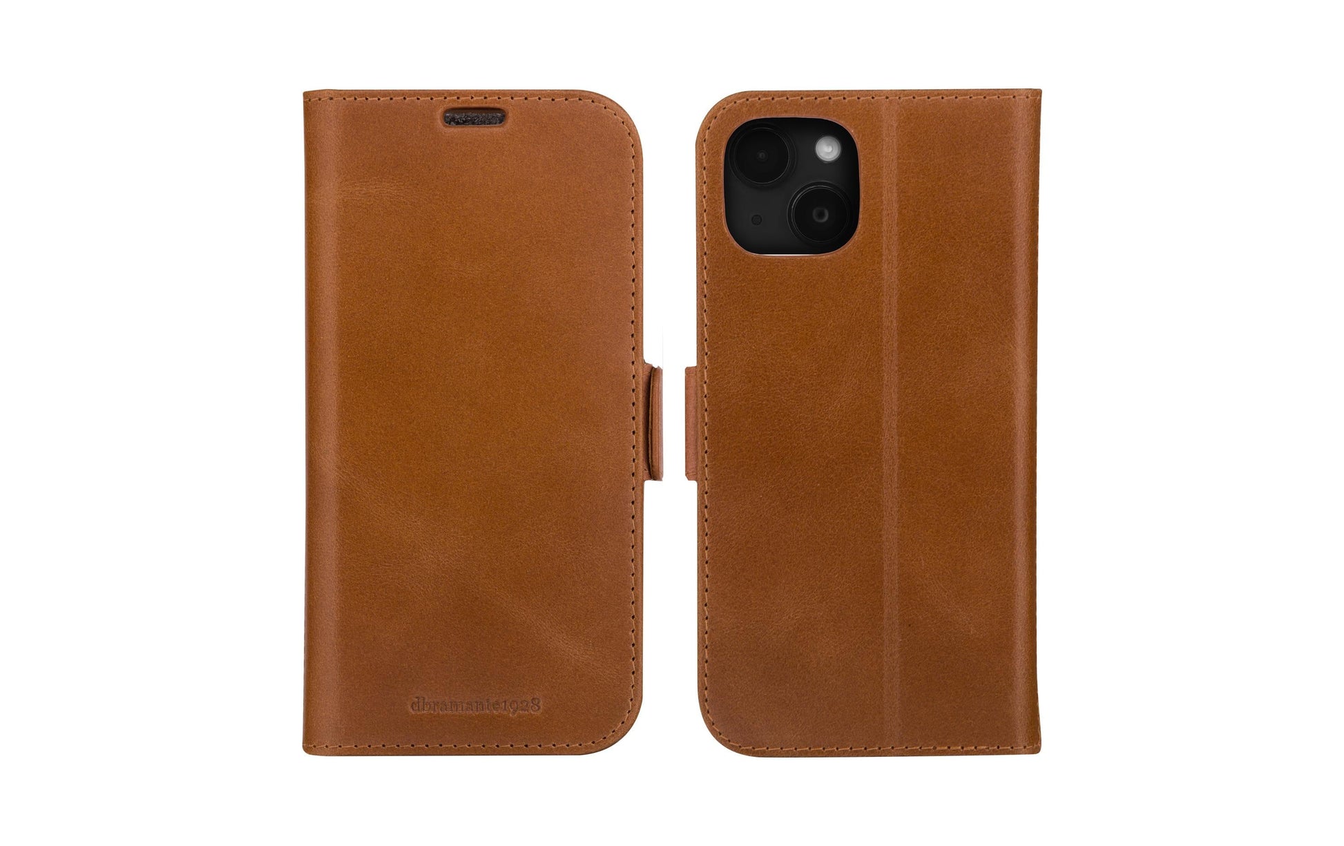 dbramante1928 Folio – für Apple iPhone 15, mit Ständer, 3 Kartenfächer, Leder, Braun