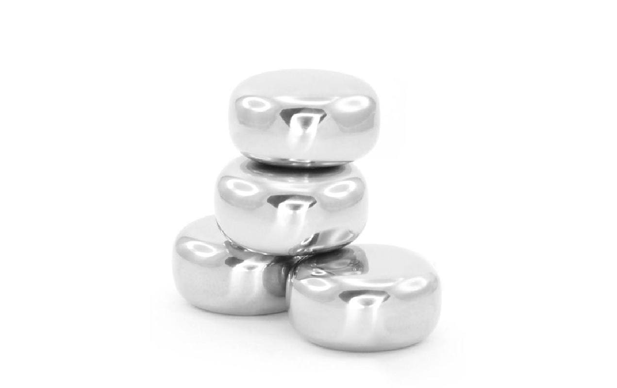 Pulltex Eiswürfel Inox – Ø 3,9 × 2 cm, Edelstahl, 4 Stk., spülmaschinenfest