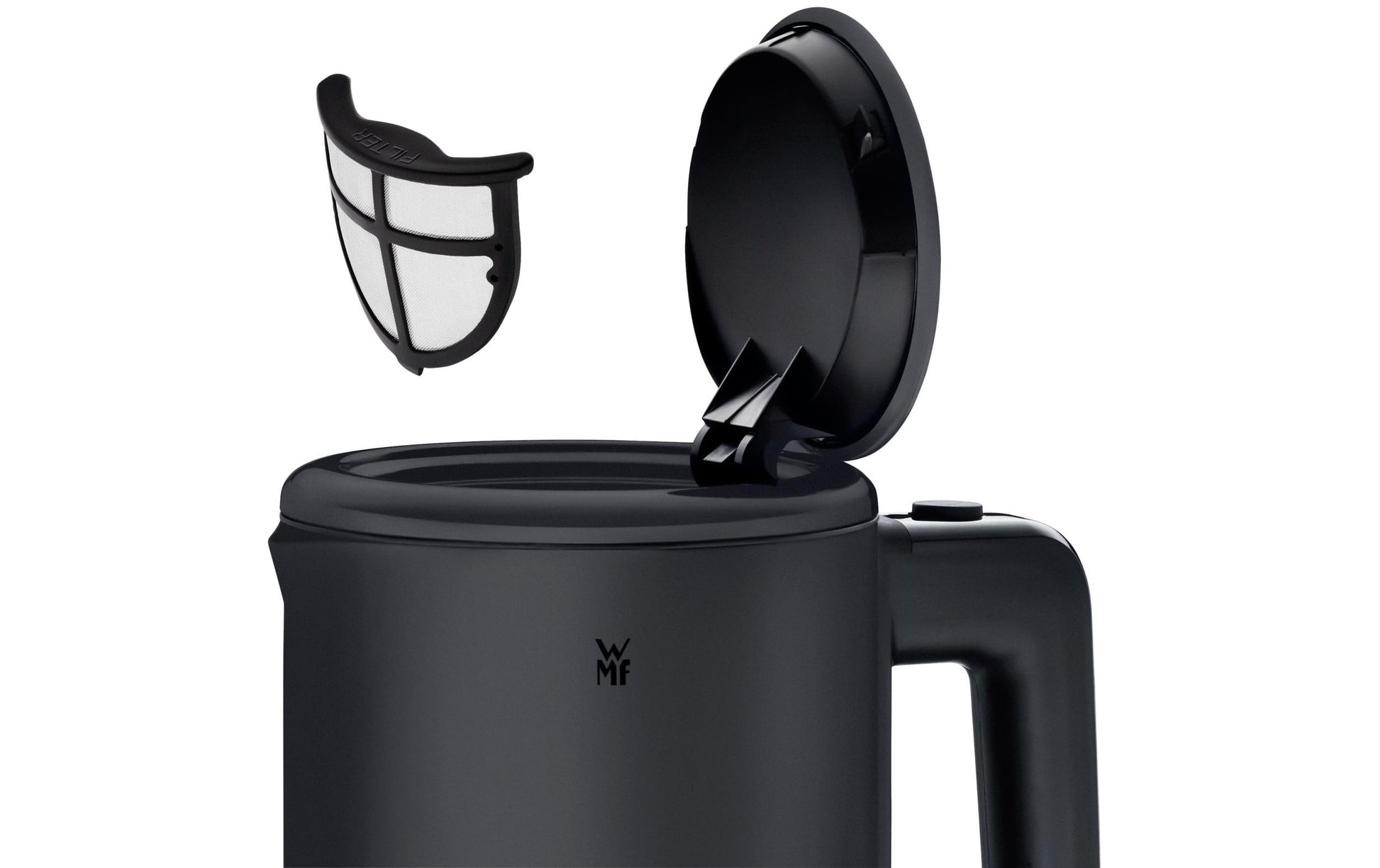 WMF KITCHENminis 0413140071 – Wasserkocher 0,8 l, 1800 W, Edelstahl, Schwarz