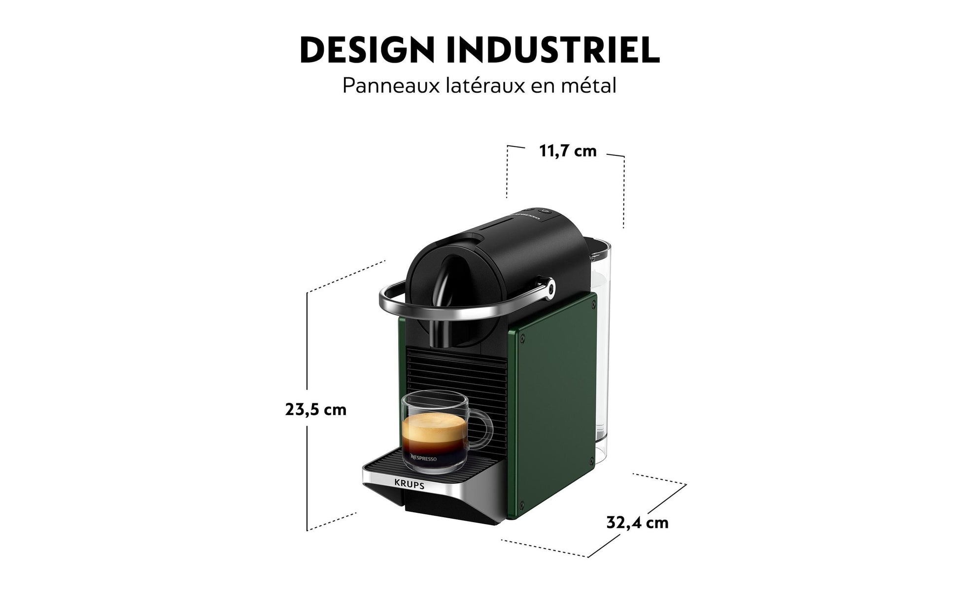Krups Pixie Redesign Kapselmaschine – für Nespresso-Kapseln, 19 bar, 700 ml, Dunkelgrün