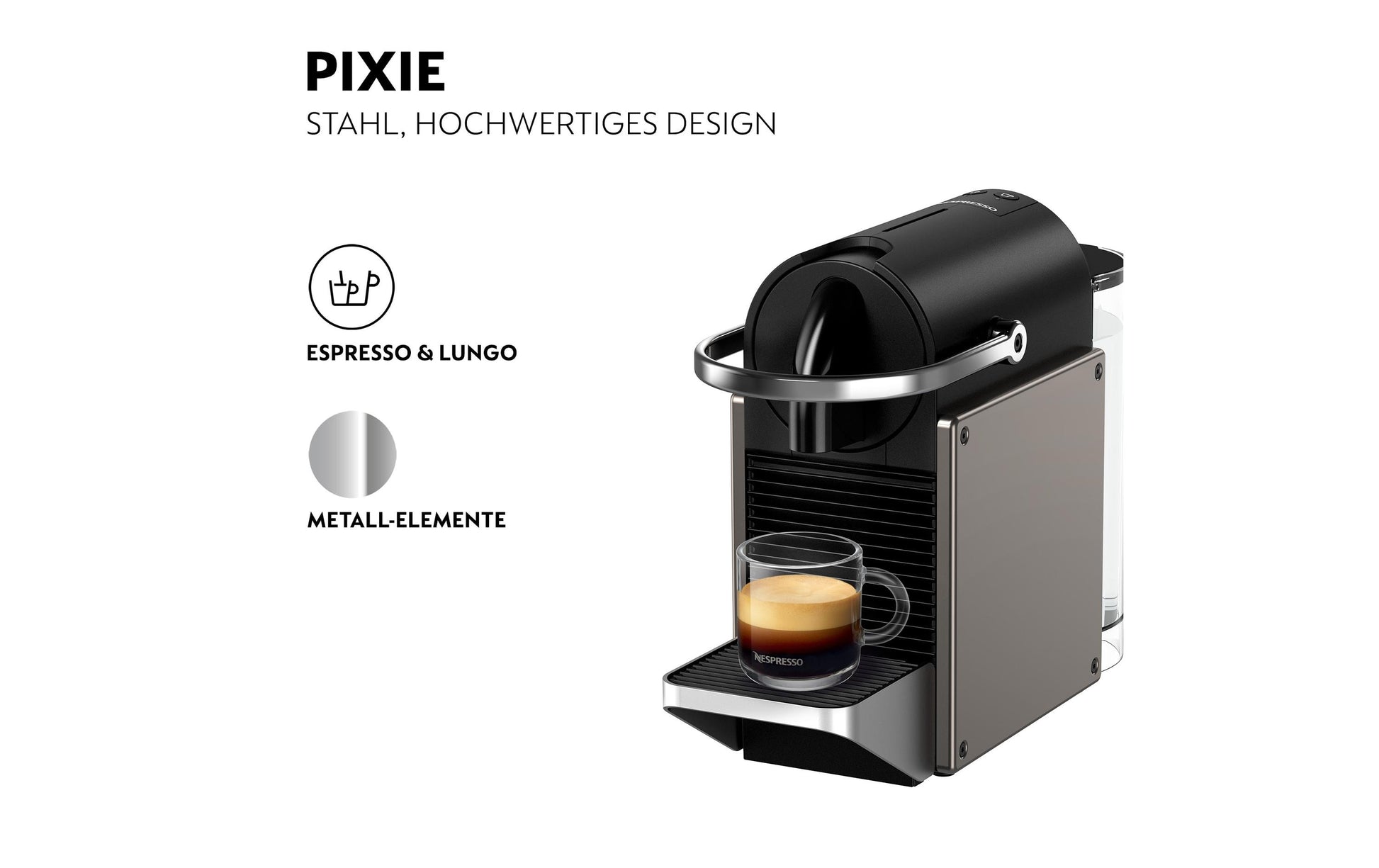 Krups Pixie Kapselmaschine – für Nespresso-Kapseln, 19 bar, 700 ml, Titanium