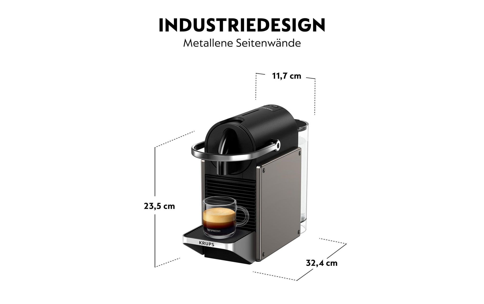 Krups Pixie Kapselmaschine – für Nespresso-Kapseln, 19 bar, 700 ml, Titanium