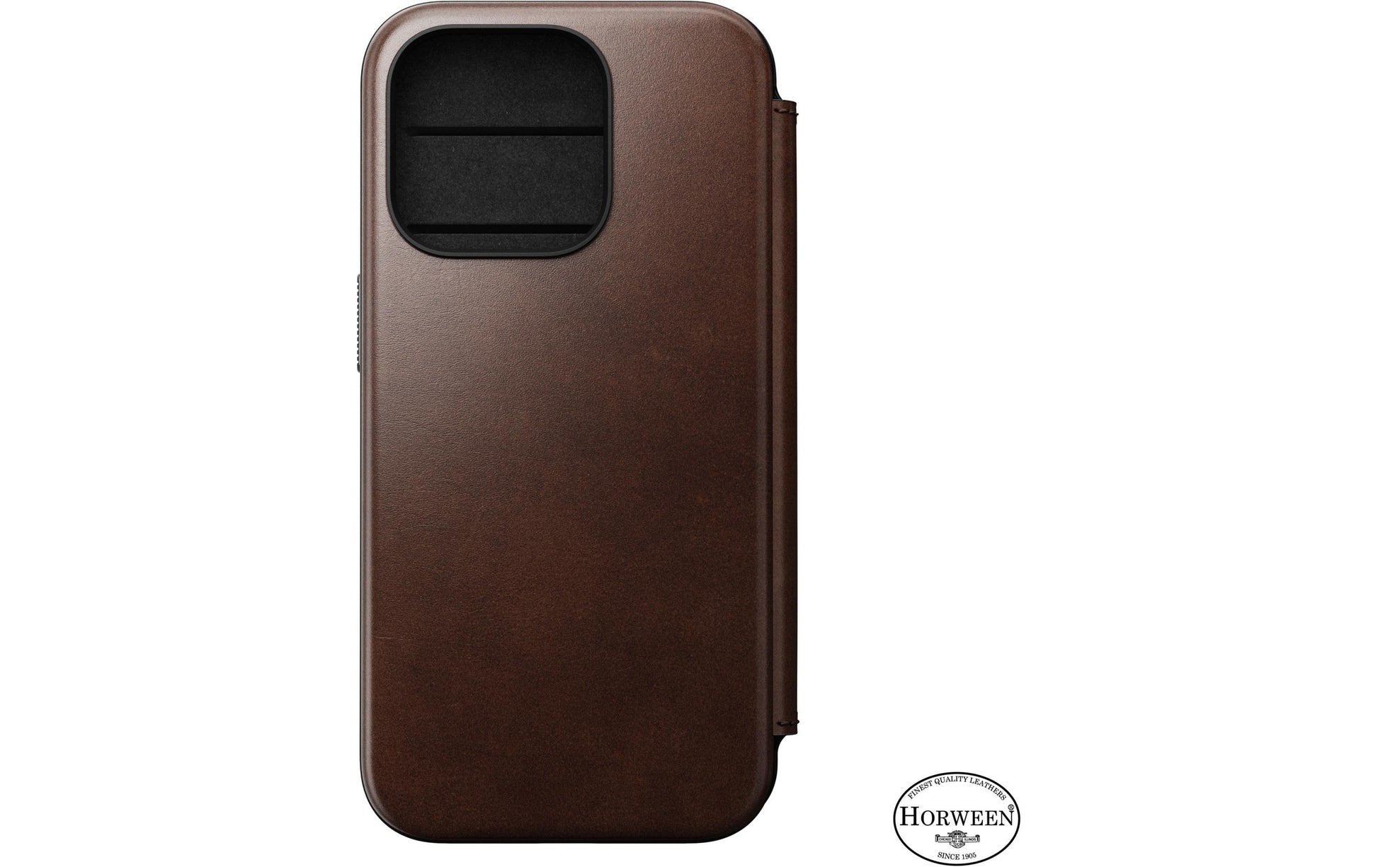 Nomad Booklet-Hülle Folio Modern – für Apple iPhone 15 Pro – Rostbraun – Horween Leder – mit Kartenfach
