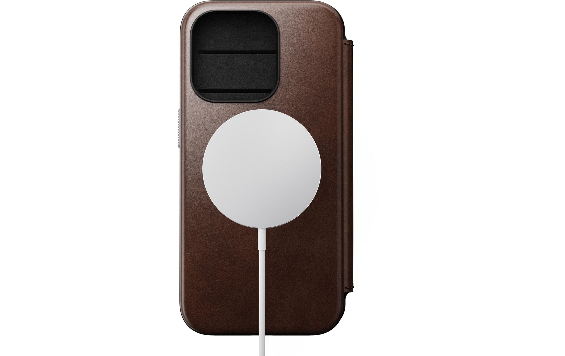 Nomad Booklet-Hülle Folio Modern – für Apple iPhone 15 Pro – Rostbraun – Horween Leder – mit Kartenfach
