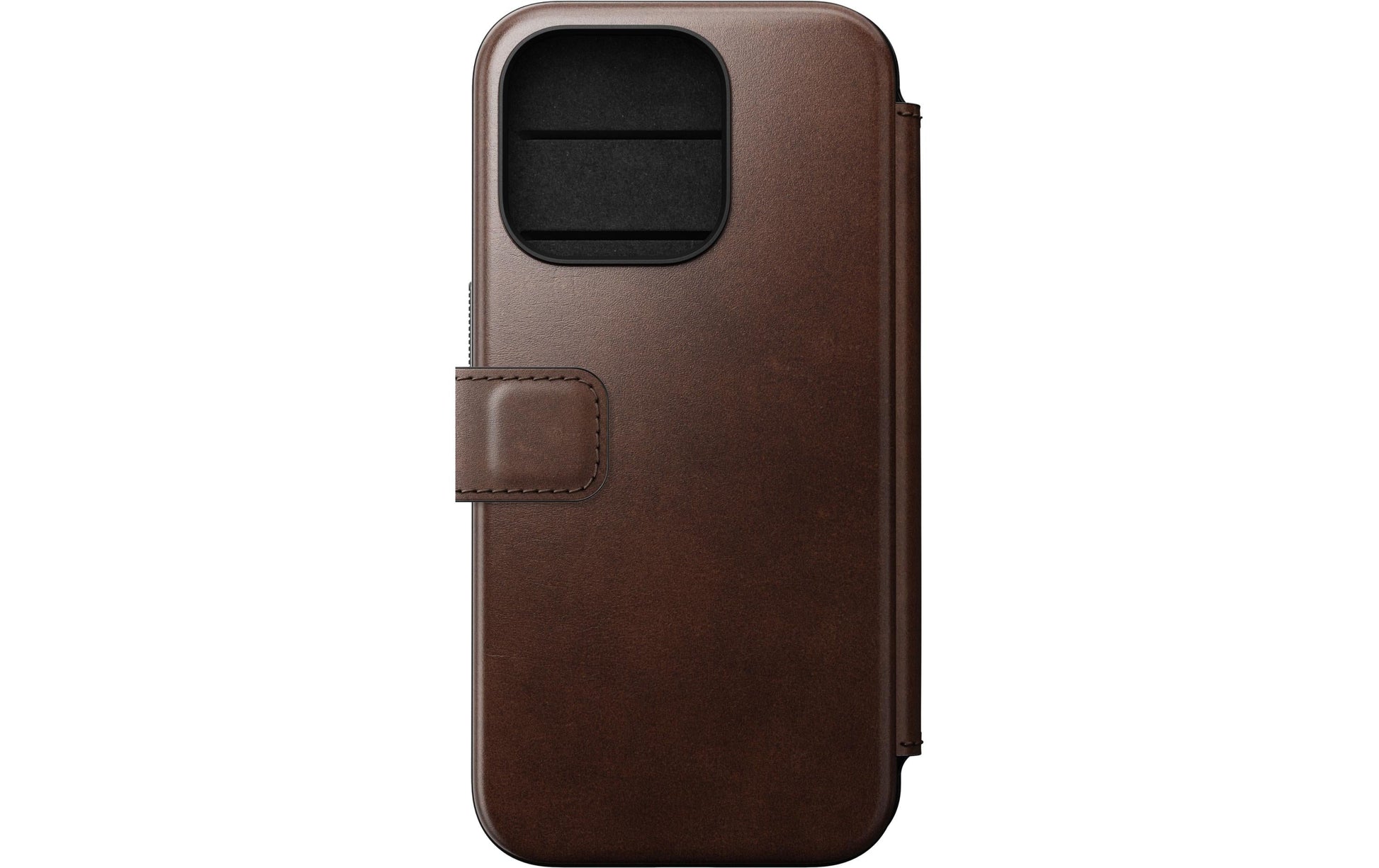 Nomad Booklet-Hülle Folio Modern – für Apple iPhone 15 Pro – Rostbraun – Horween Leder – mit Kartenfach