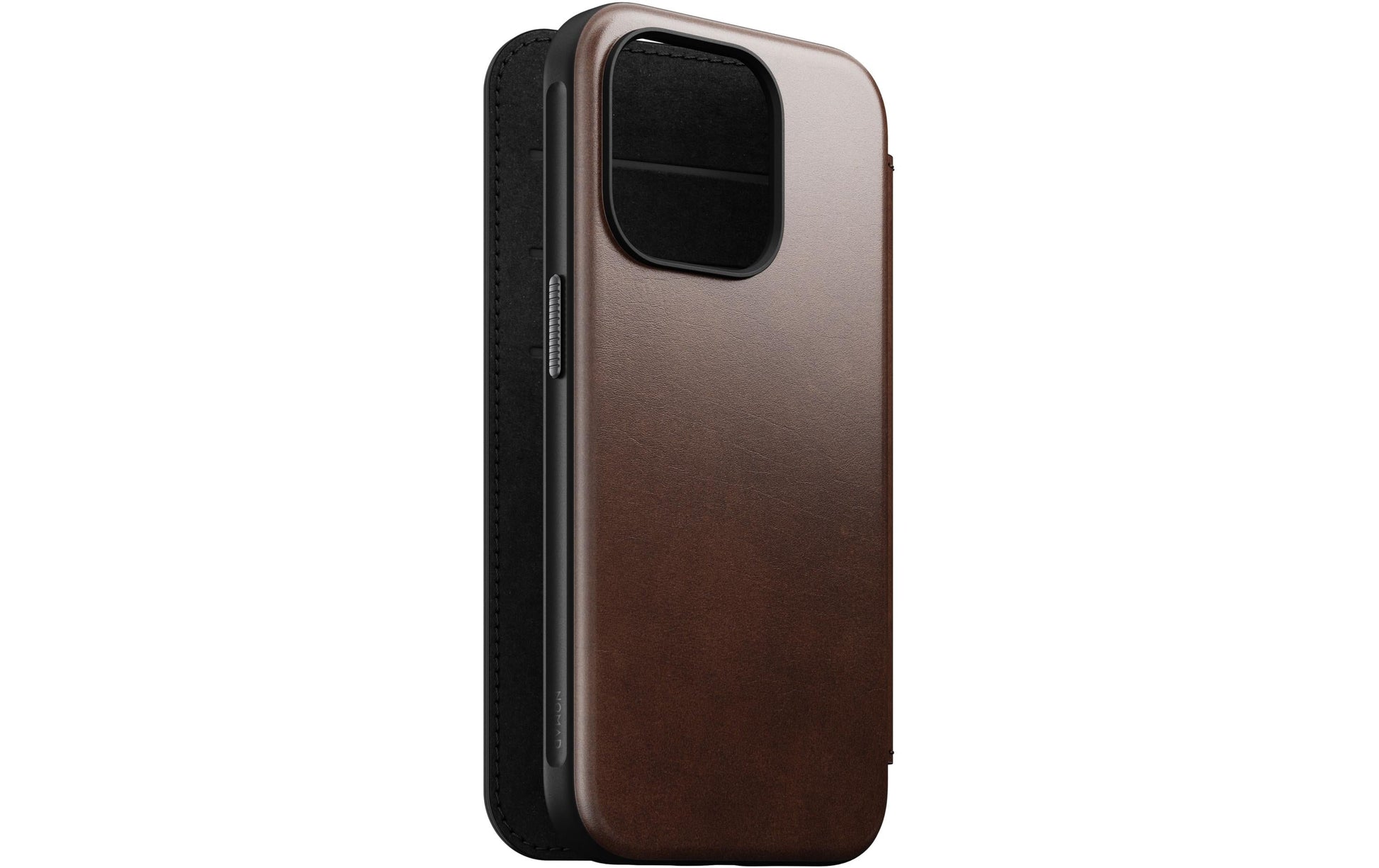 Nomad Booklet-Hülle Folio Modern – für Apple iPhone 15 Pro – Rostbraun – Horween Leder – mit Kartenfach