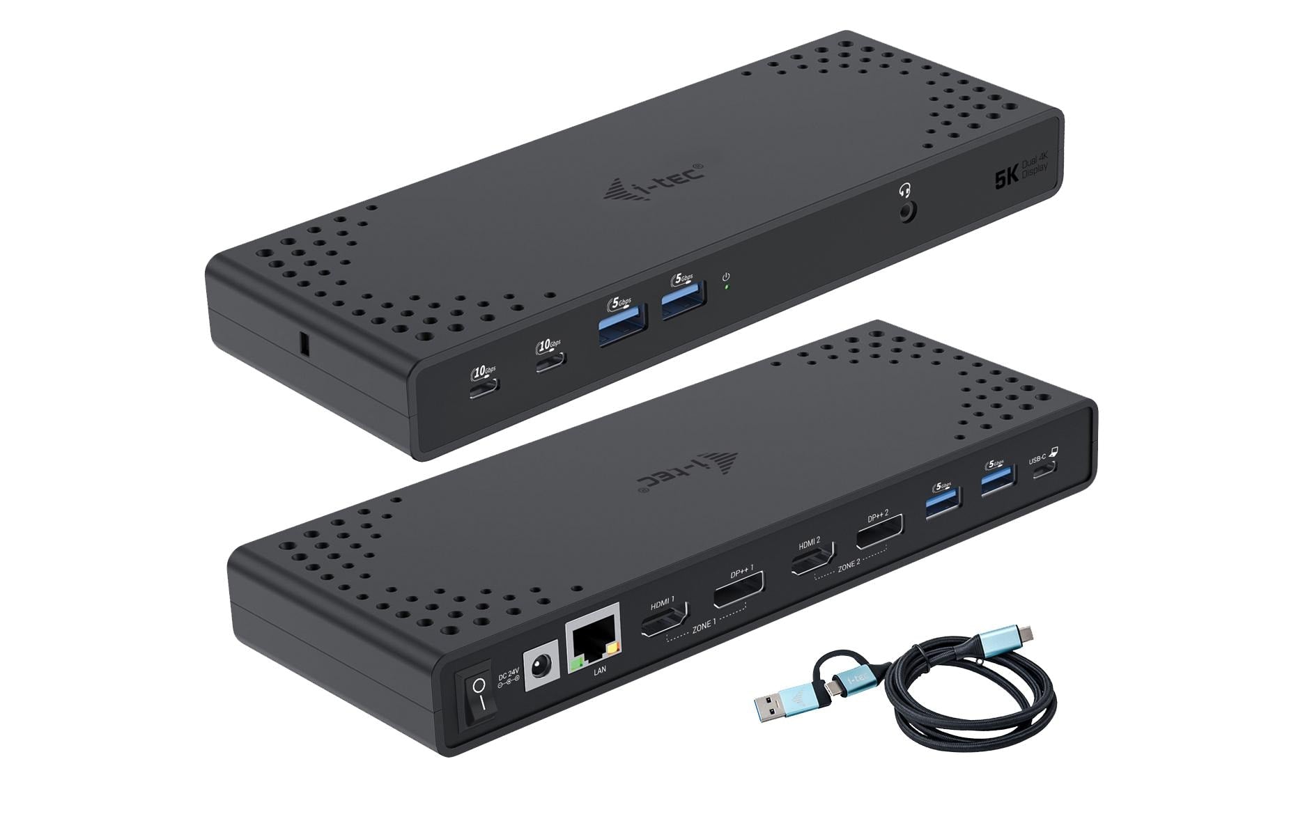 i-tec Dockingstation – USB-C, 2× DP, 2× HDMI, 4× USB-A, 100 W PD, GbE, 3,5 mm Audio, für Windows/Mac/ChromeOS