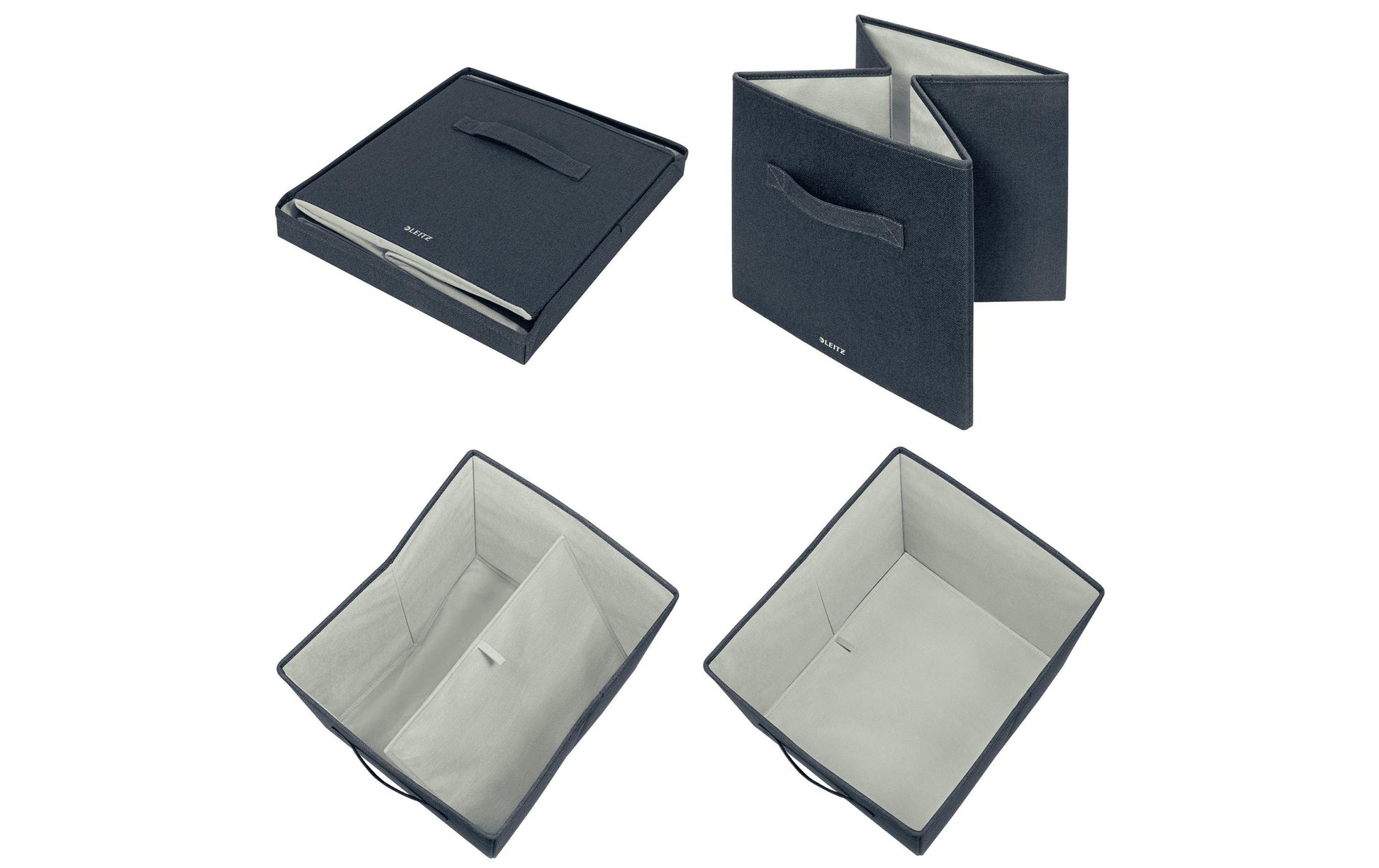 Leitz Klappbox – faltbar – Karton/Stoff – grau – 330 × 325 × 380 mm – Set 2-teilig