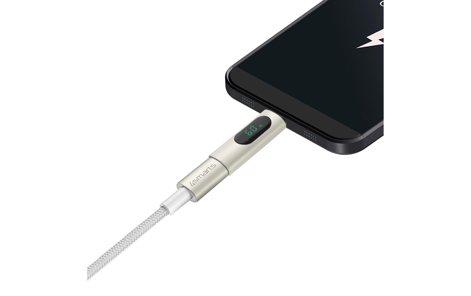 4smarts USB-C auf USB-C Kabel – USB 2.0 (480 Mbit/s) – 1/1,5/3 m – PD 60 W – Nylon – Weiss – 3er-Set