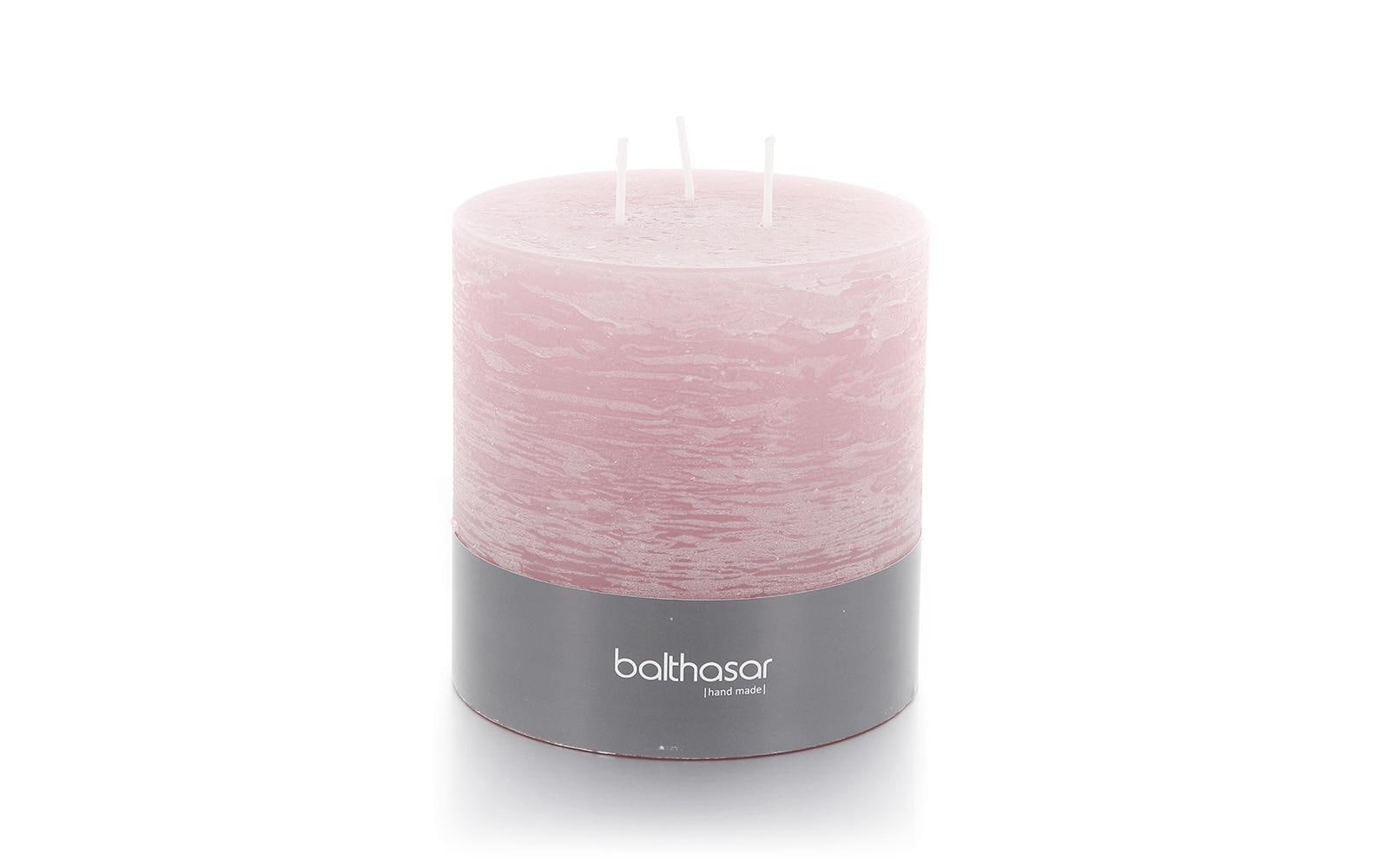 Balthasar Rustico Zylinderkerze – Ø 12 × 12 cm – altrosa, 70 h, 3-Dochte