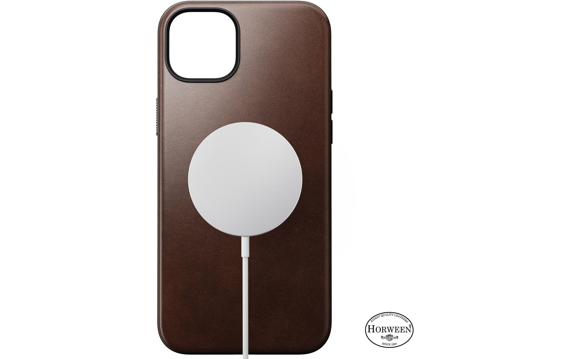 Nomad Backcover Modern – für Apple iPhone 15 Plus – schwarz – Leder – MagSafe-kompatibel