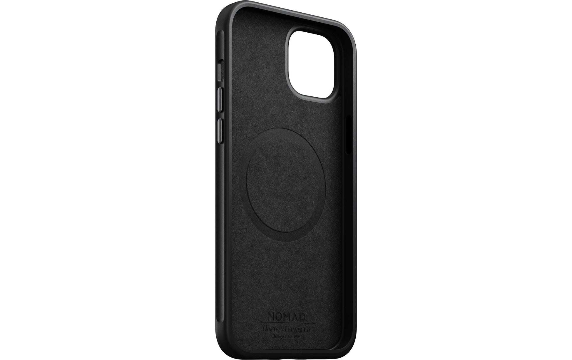 Nomad Backcover Modern – für Apple iPhone 15 Plus – schwarz – Leder – MagSafe-kompatibel
