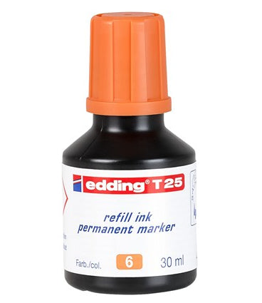 Edding Nachfülltinte für Edding Permanent Marker – orange, wasserfest, lichtbeständig, geruchsarm, 30 ml