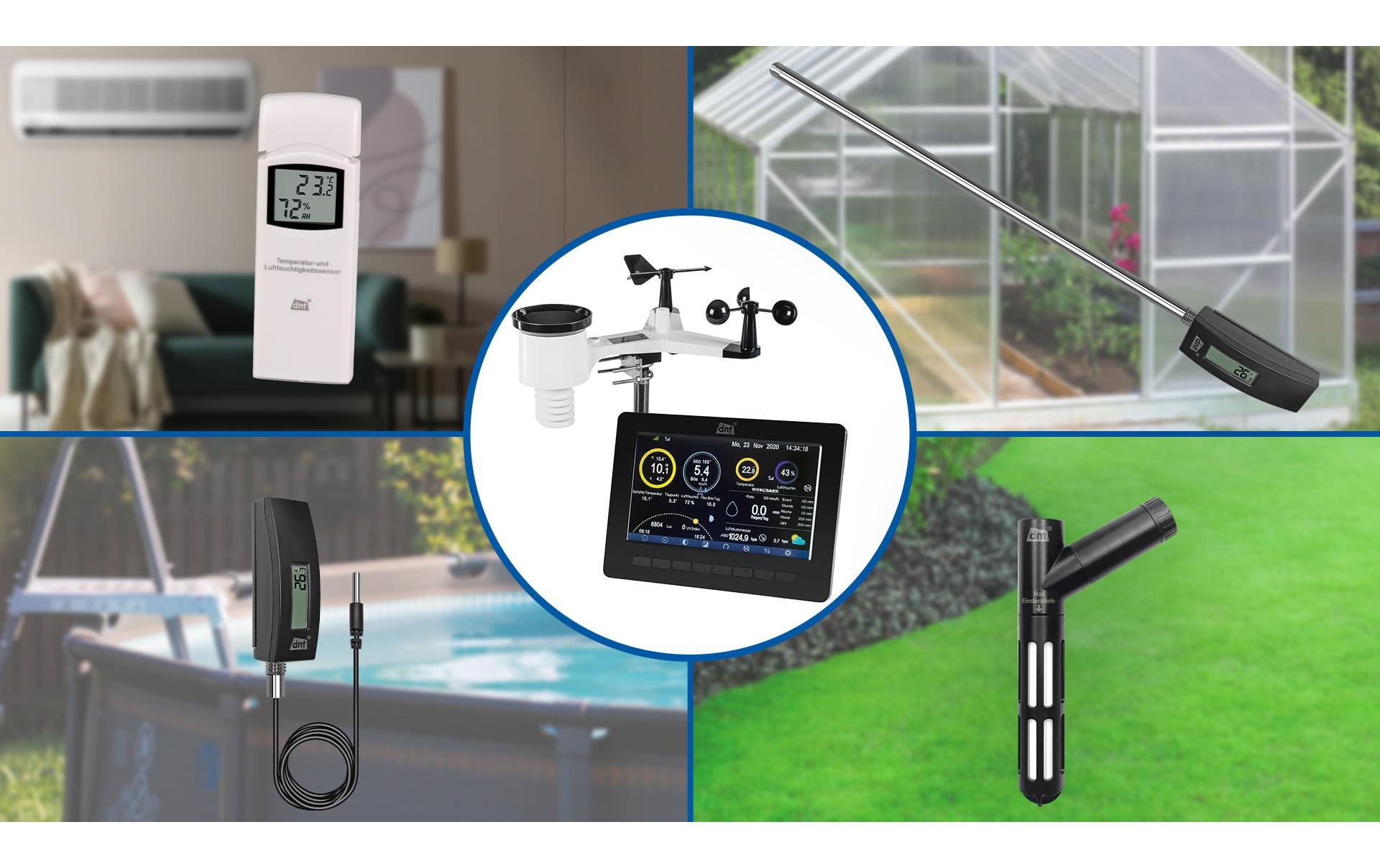 DNT Bodenfeuchtesensor, App-Unterstützung – Schwarz, für dnt WiFi-Wetterstation WeatherScreen PRO