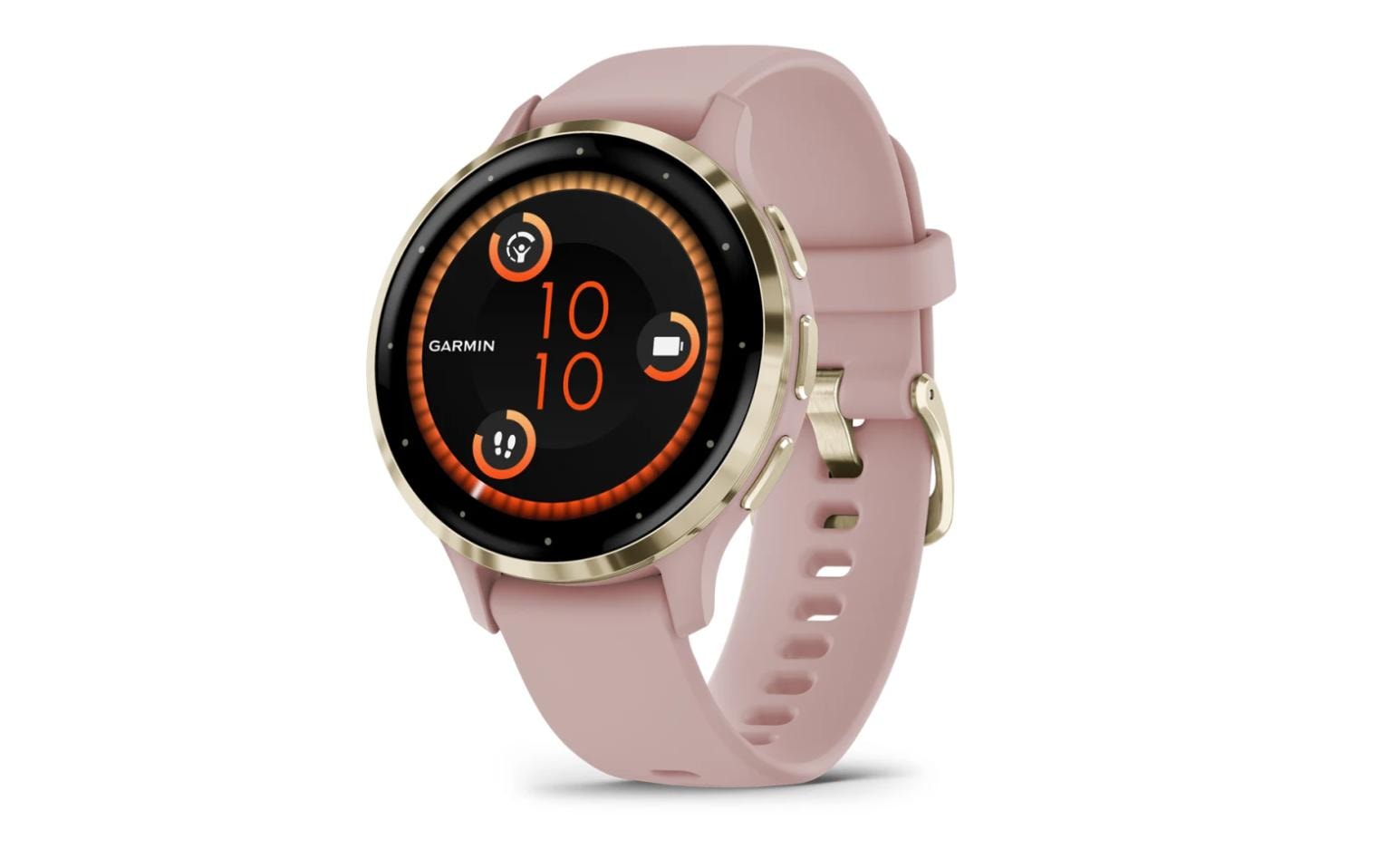 Garmin Venu 3S – Smartwatch – 41 mm, 1,2", GPS, WLAN, AMOLED, Gorilla Glass, 50 m, Hellrosa/Gold, Sportarmband