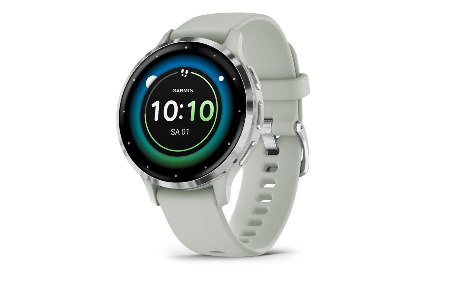 Garmin Venu 3S – Smartwatch – 41 mm, 1,2", GPS, WLAN, AMOLED, Gorilla Glass, 50 m, Salbeigrau/Silber