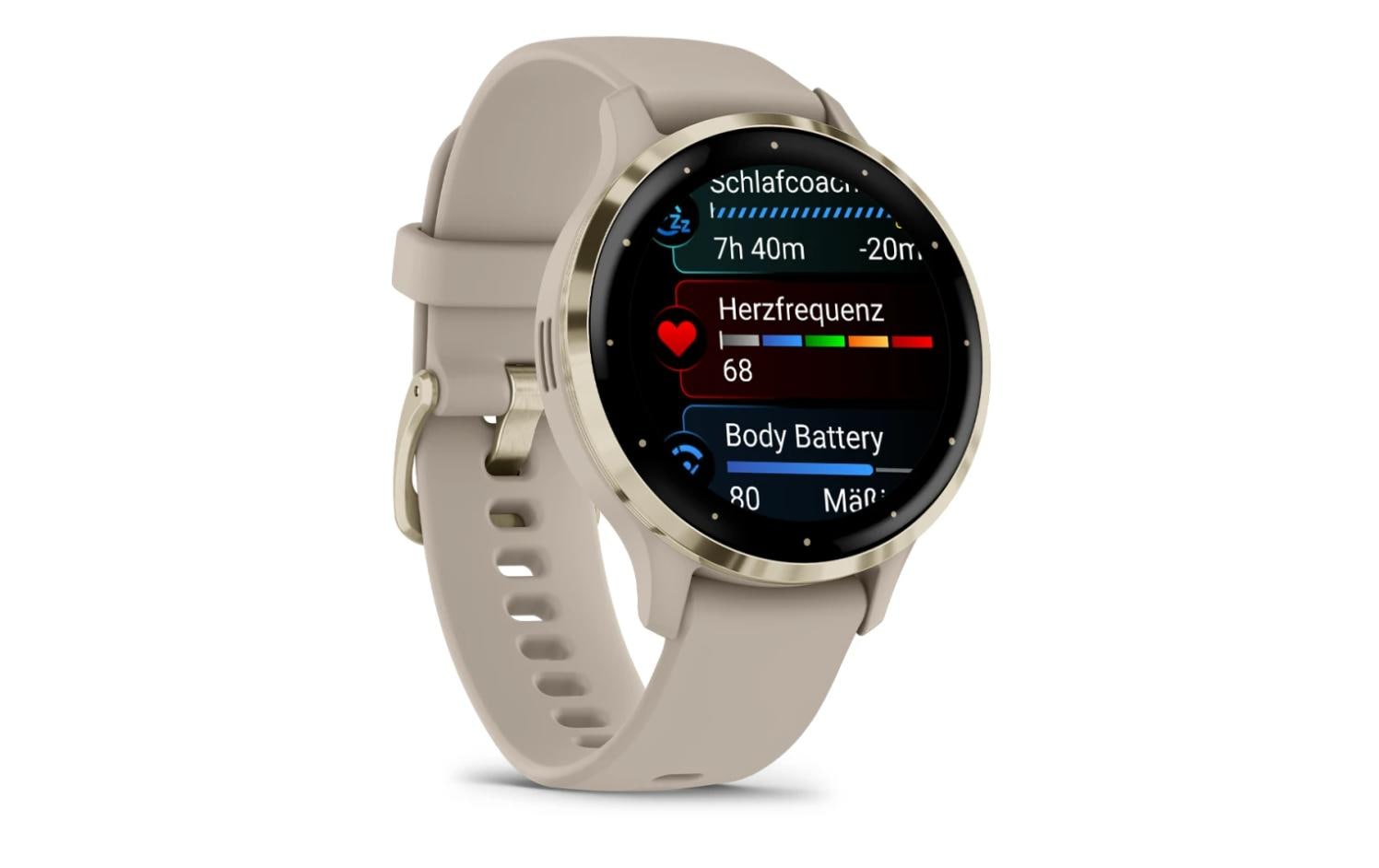 Garmin Venu 3S – Smartwatch – 41 mm, 1,2", GPS, WLAN, AMOLED, Gorilla Glass, 5 ATM, French Gray/Softgold