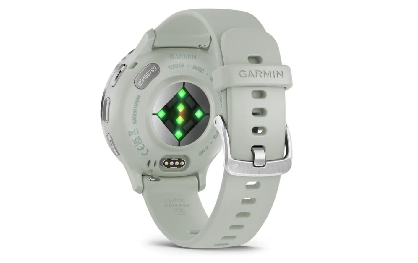 Garmin Venu 3S – Smartwatch – 41 mm, 1,2", GPS, WLAN, AMOLED, Gorilla Glass, 50 m, Salbeigrau/Silber