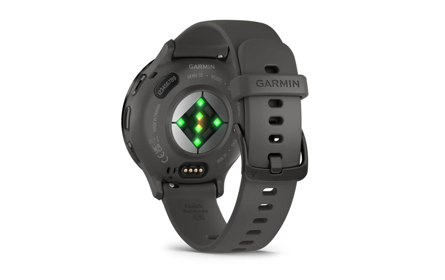 Garmin Venu 3S – Smartwatch – 41 mm, 1,2", GPS, AMOLED, Gorilla Glass, 50 m, Kieselgrau/Schwarz, Sportarmband