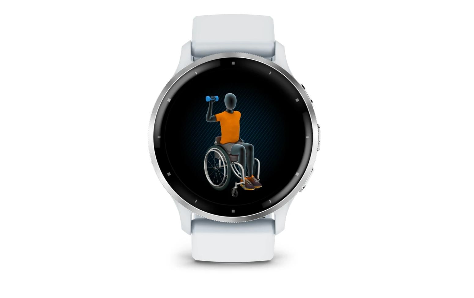 Garmin Venu 3 – Smartwatch – 45 mm, 1,4" AMOLED, GPS, Gorilla Glass 3, 5 ATM, Silber, Weiss, Sportarmband