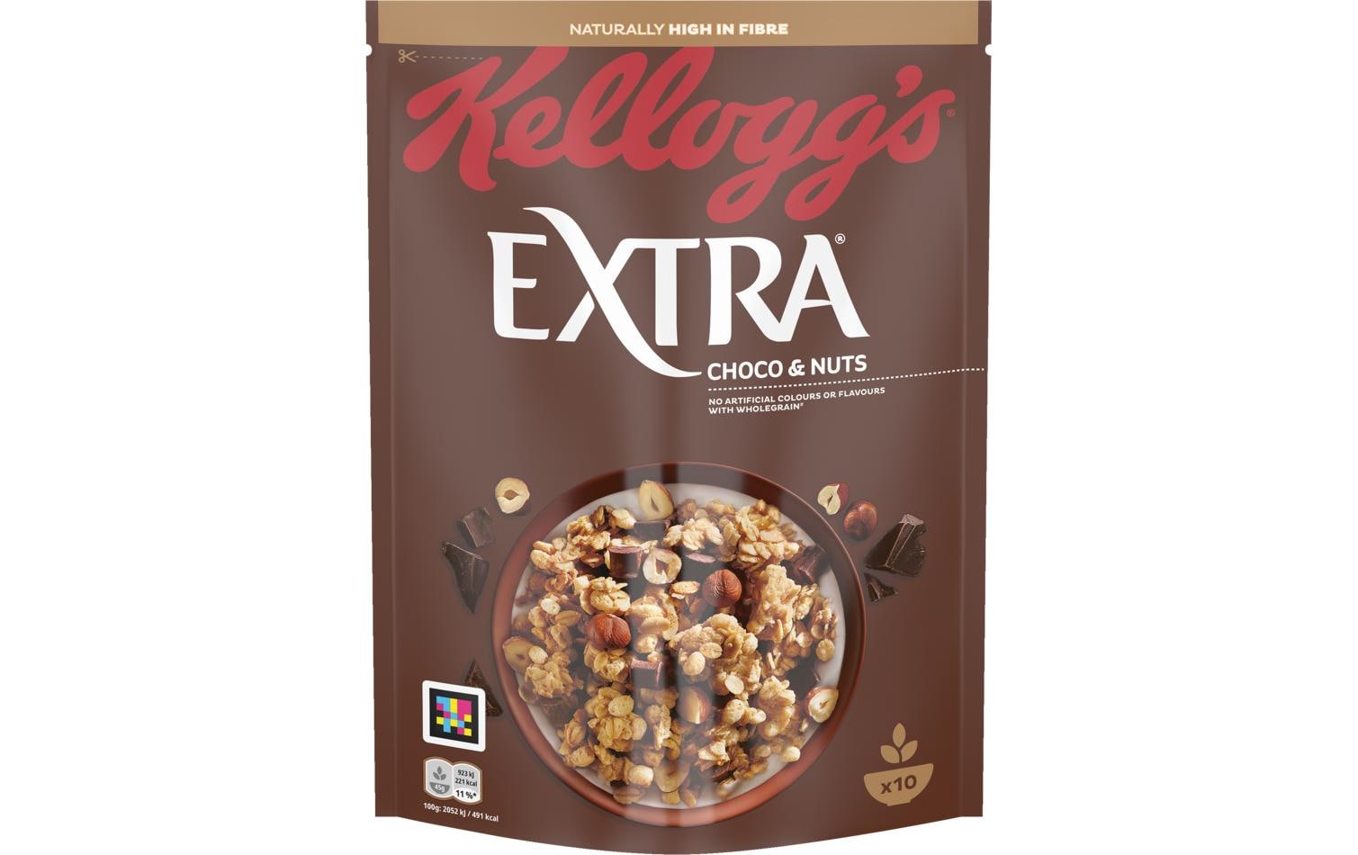Kellogg Company Extra Choco & Nuts Müesli – Schokolade & Nuss – 450 g
