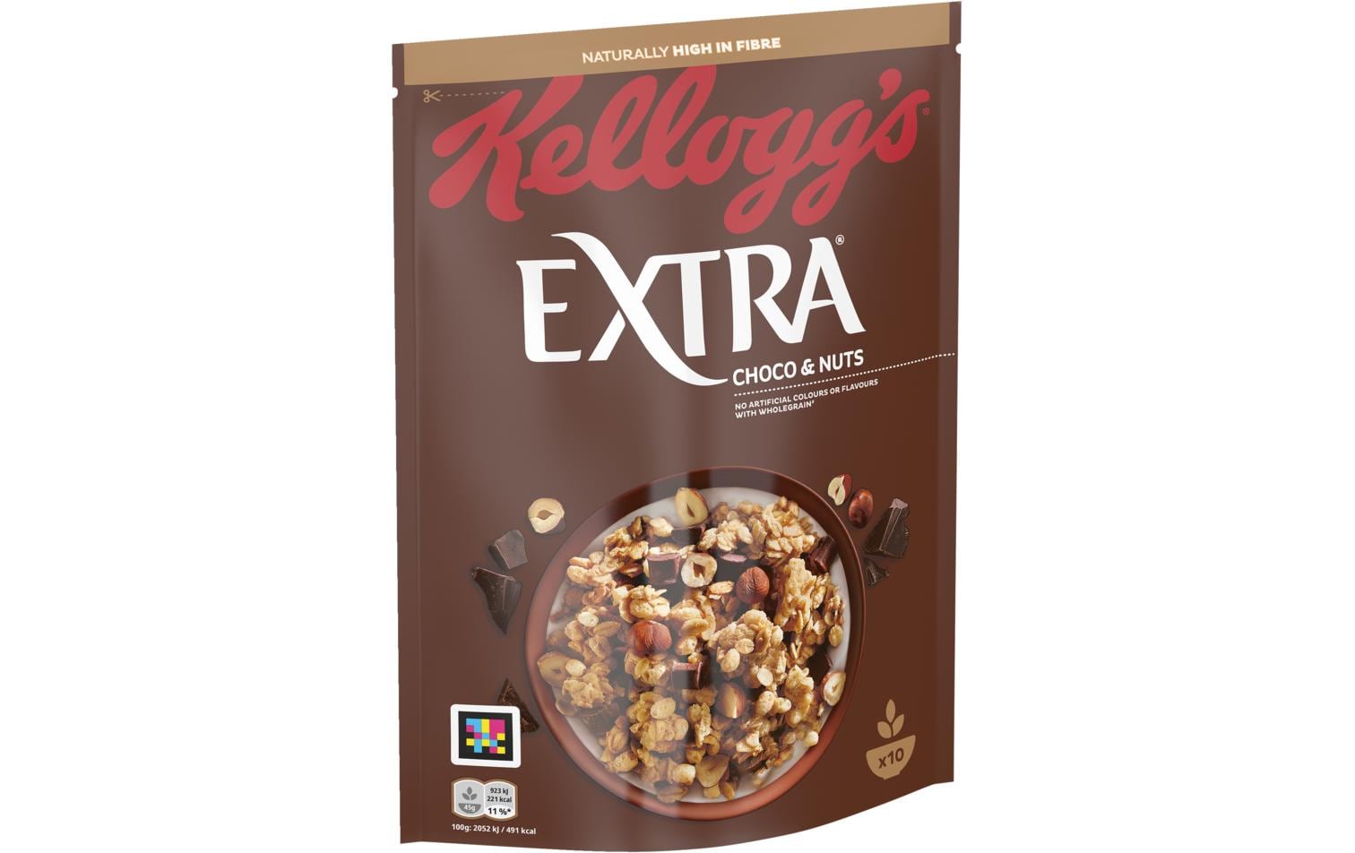 Kellogg Company Extra Choco & Nuts Müesli – Schokolade & Nuss – 450 g