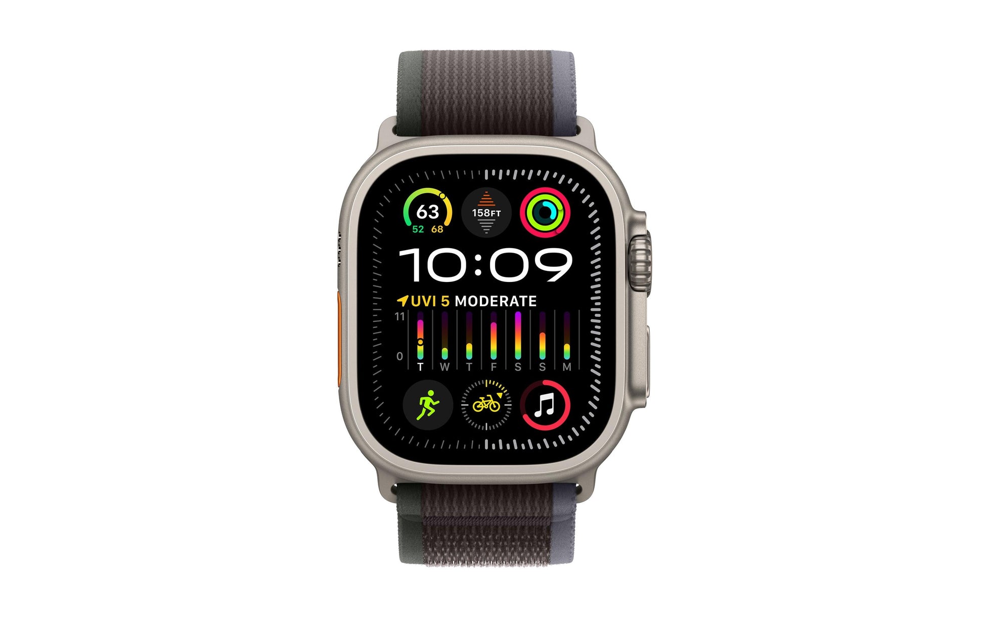 Apple Watch Ultra 2 – Smartwatch – 49 mm, LTE, OLED, Saphirglas, 100 m, Titan, Blue/Black Trail Loop (M/L)