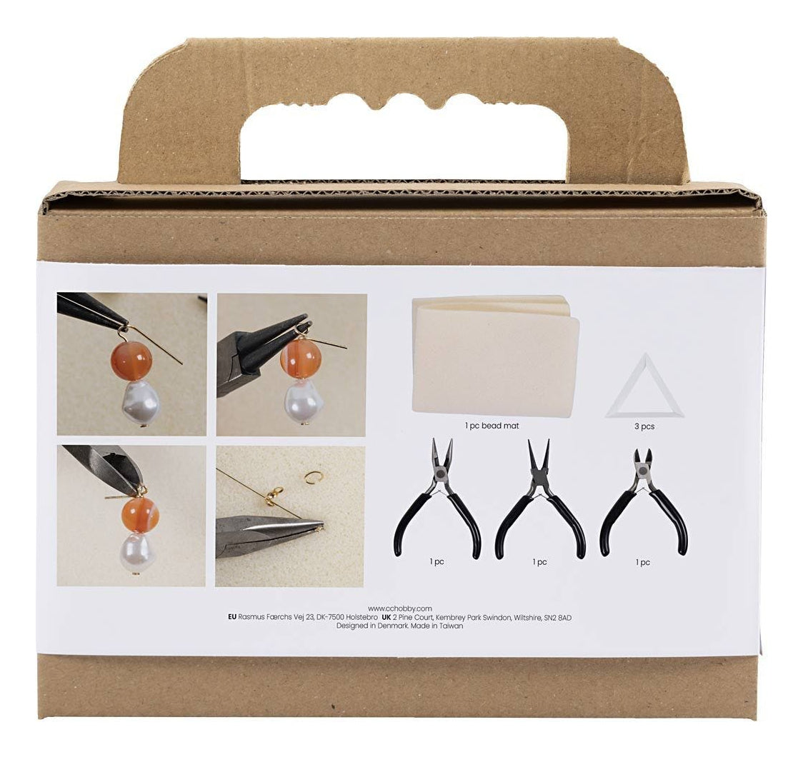 Creativ Company Schmuck-Bastelset für Kinder 13023, mit Zange, schwarz, metallisch, weiss