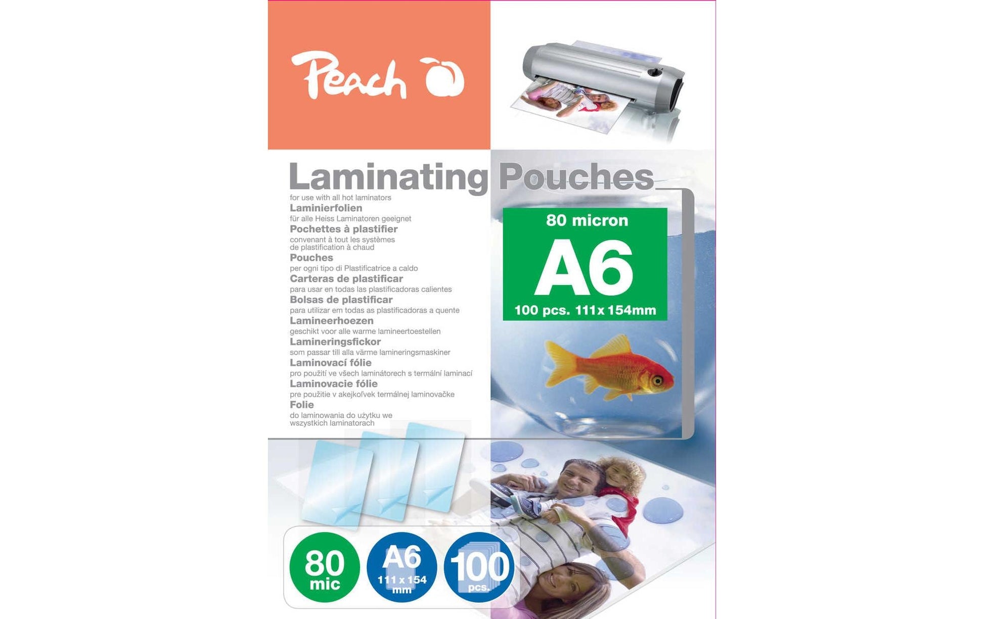 Peach Laminierfolien A6 – 80 µm, glänzend, 100 Stück