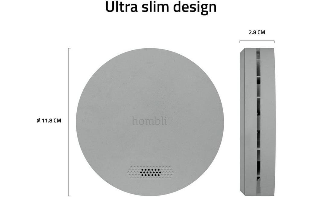 Hombli HBSA-0108 – Funk-Rauchmelder, 10-Jahres-Batterie, 85 dB – Grau, für Google Assistant
