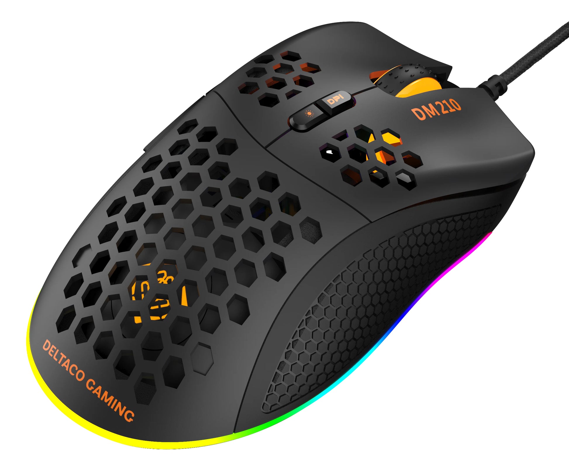 Deltaco Gaming DM210 RGB – Gaming-Maus – Kabelgebunden (USB-A), 6400 DPI, Rechtshänder, Schwarz