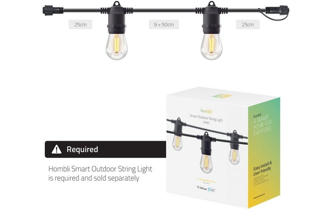 Hombli Lichterkette (Erweiterung) 5 m – Warmweiss 2700 K, WLAN – für Amazon Alexa – IP65
