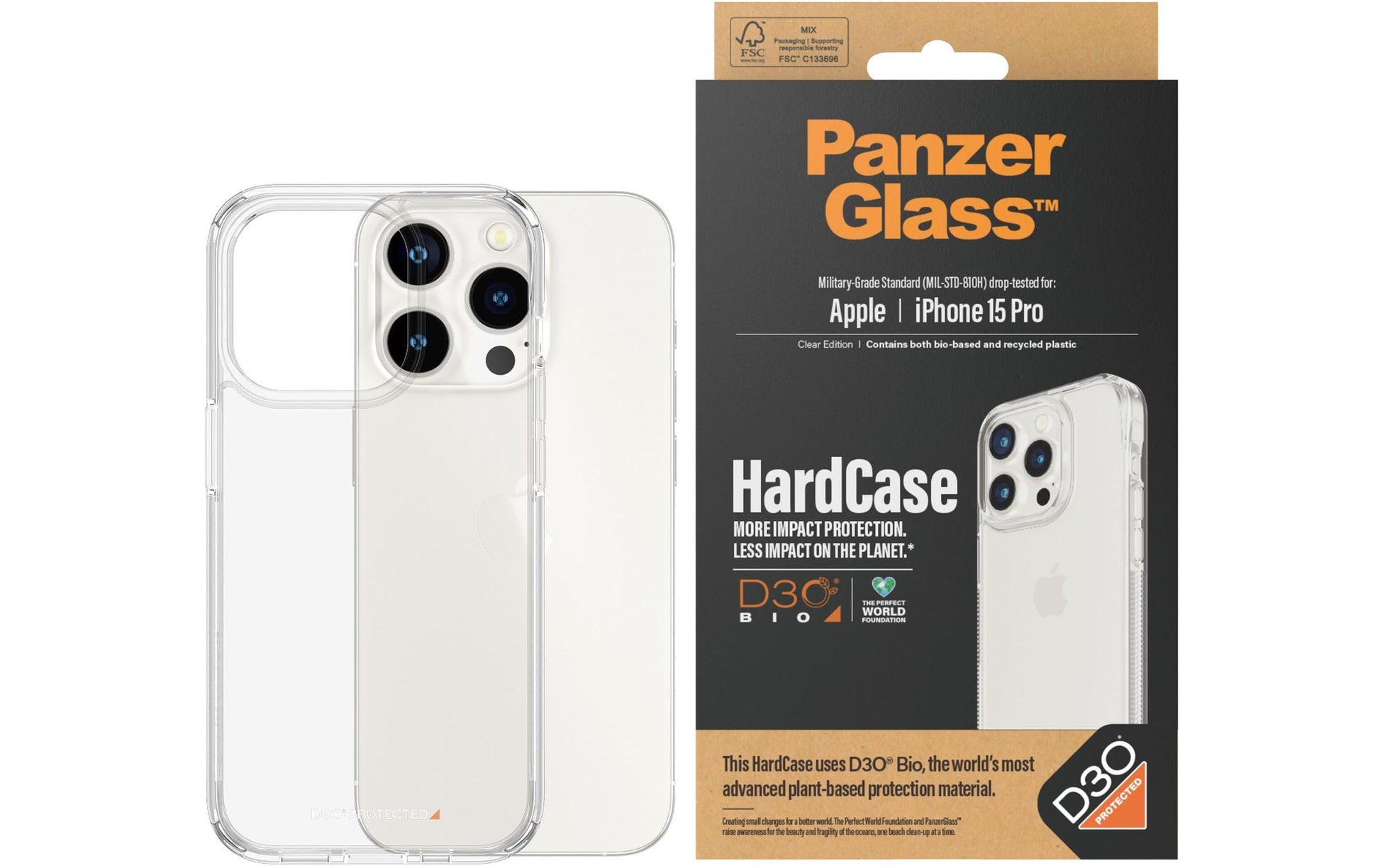 PanzerGlass Backcover – für Apple iPhone 15 Pro, Kunststoff, Transparent, bis 3,6 m sturzsicher