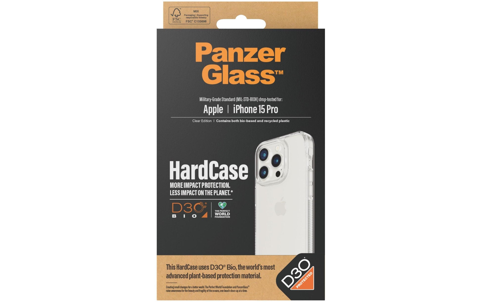 PanzerGlass Backcover – für Apple iPhone 15 Pro, Kunststoff, Transparent, bis 3,6 m sturzsicher