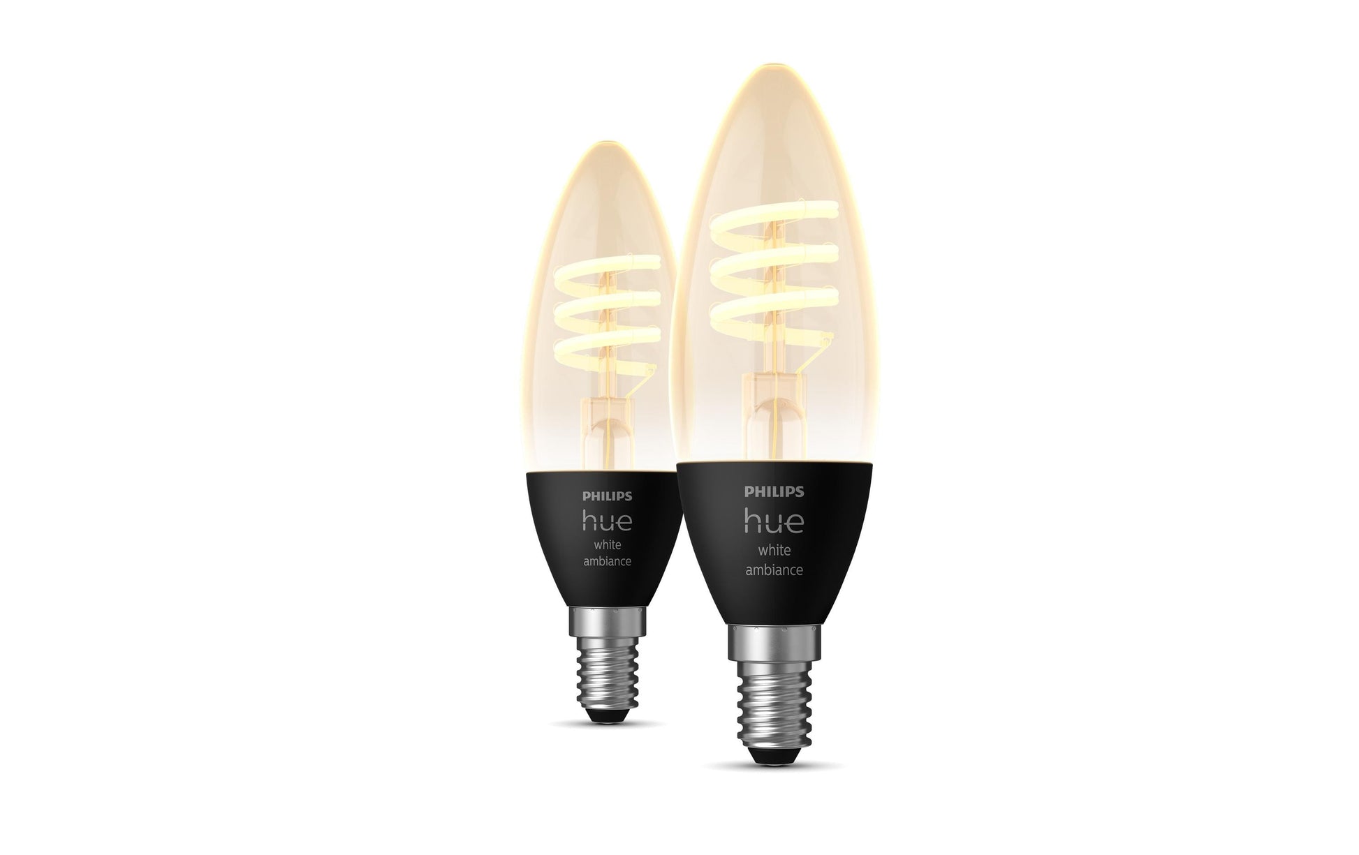 Philips Hue Smart-Leuchtmittel E14 Kerze – Warmweiss 2200–4500 K, 350 lm, 4,4 W, Bluetooth – 2 Stk.
