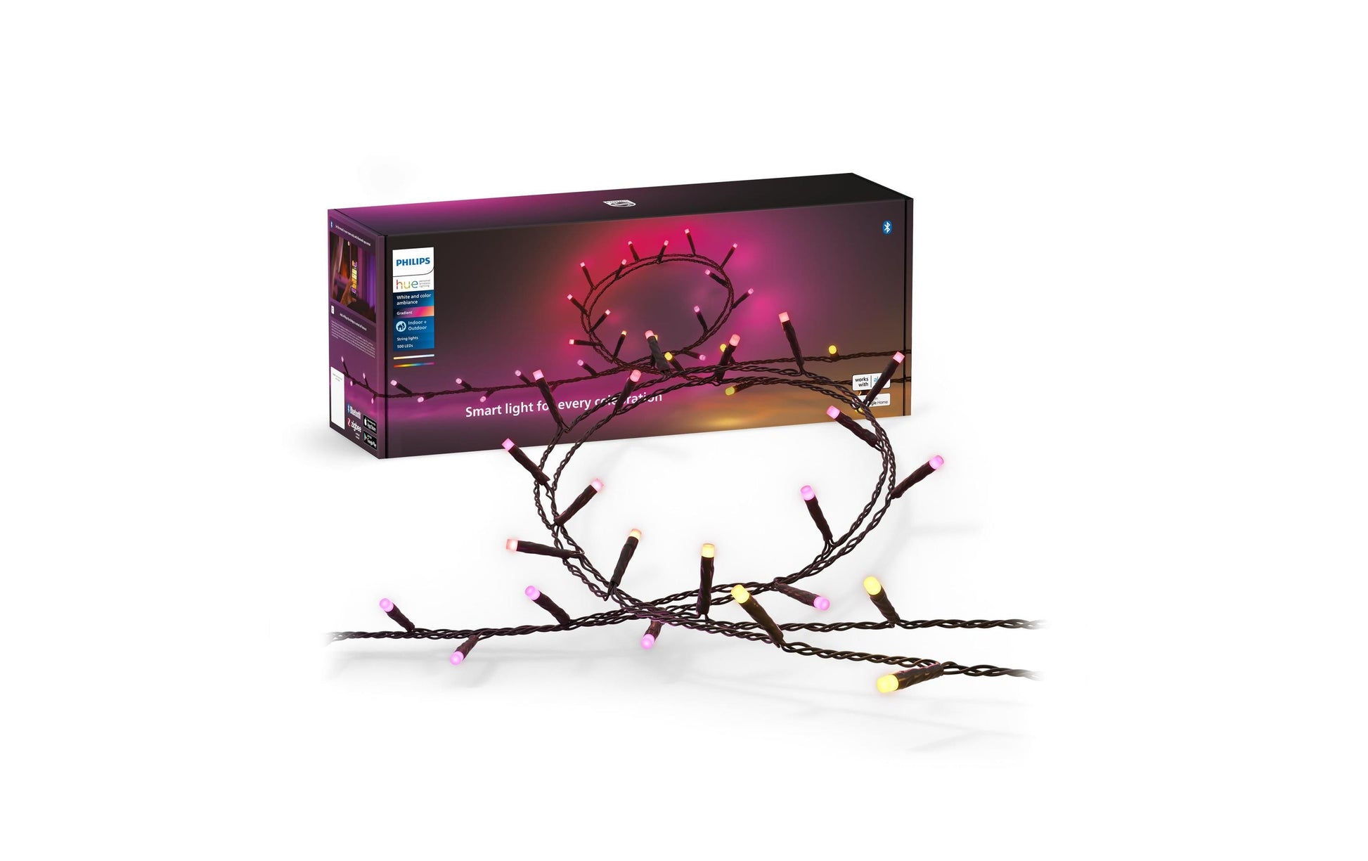 Philips by Signify Philips Hue Lichterkette – 2000–6500 K – IP44 – 24 V – ZigBee, Bluetooth – für Apple HomeKit, Alexa, Google