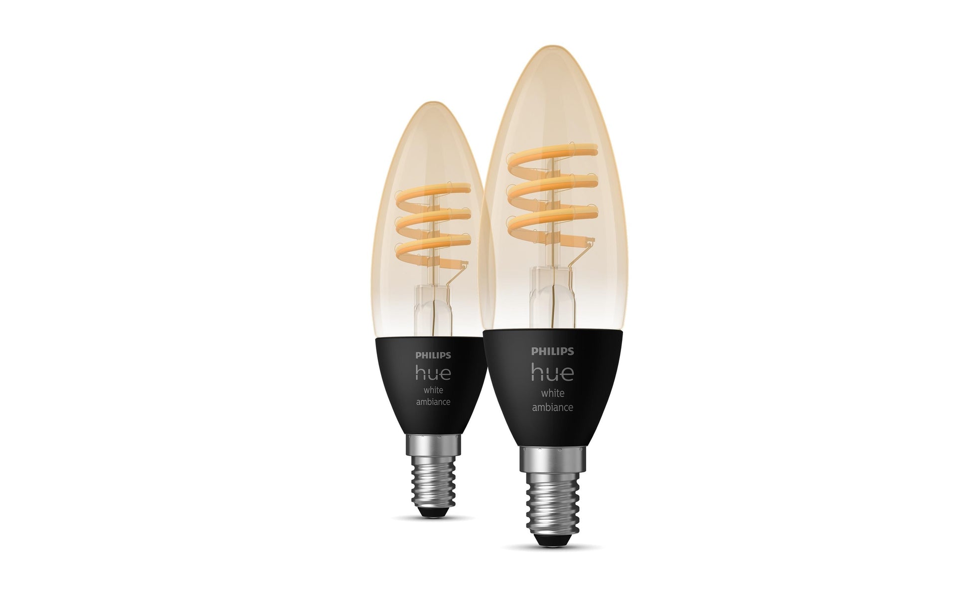 Philips Hue Smart-Leuchtmittel E14 Kerze – Warmweiss 2200–4500 K, 350 lm, 4,4 W, Bluetooth – 2 Stk.