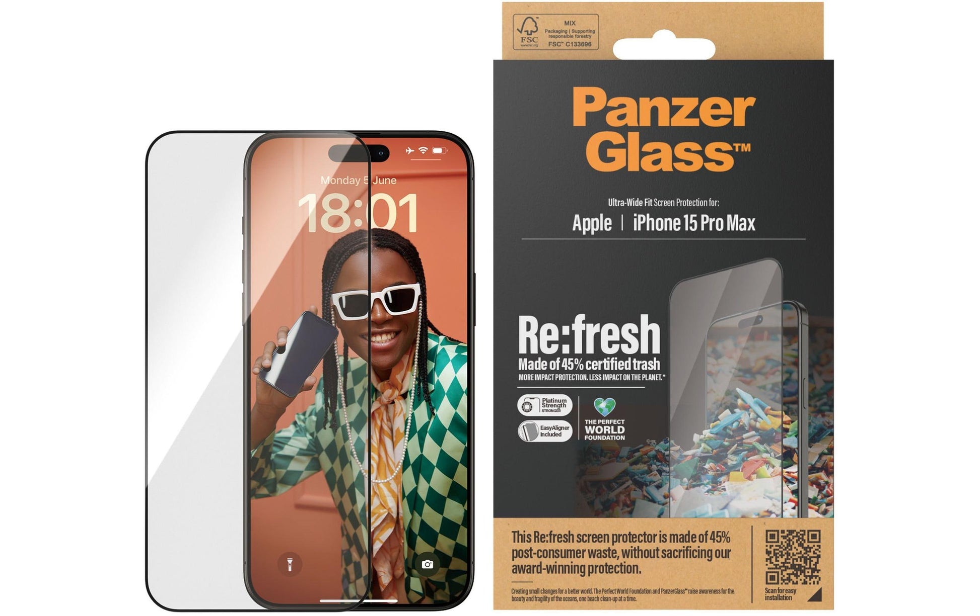 PanzerGlass Displayschutzglas – für Apple iPhone 15 Pro Max, Transparent – 1er-Pack, mit Montagerahmen