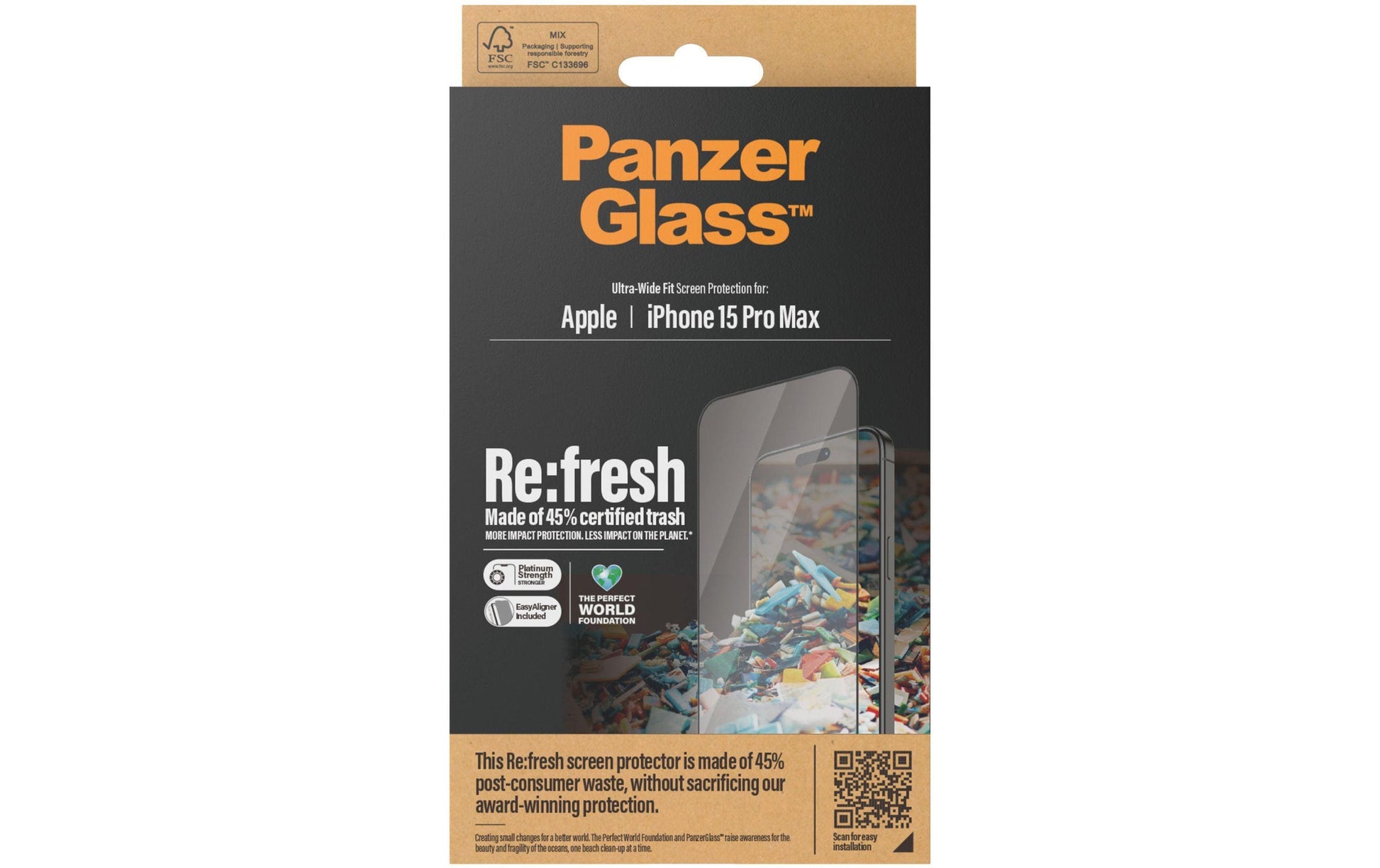 PanzerGlass Displayschutzglas – für Apple iPhone 15 Pro Max, Transparent – 1er-Pack, mit Montagerahmen