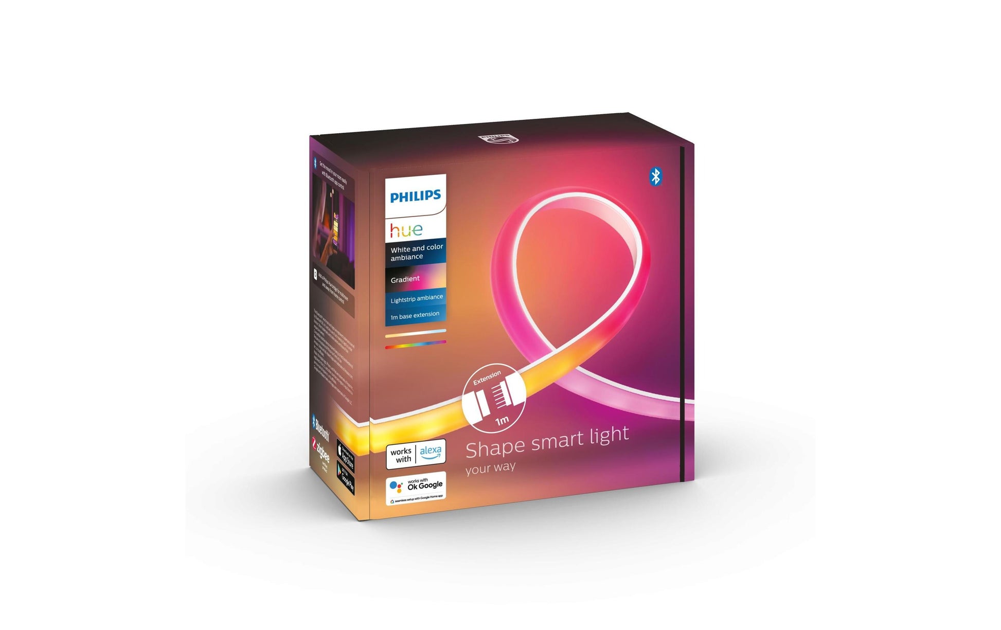 Philips by Signify Philips Hue LED-Strip 1 m – RGB+CCT, 2000–6500 K, Bluetooth/Zigbee – für Philips Hue – IP20 – 1 Stk.