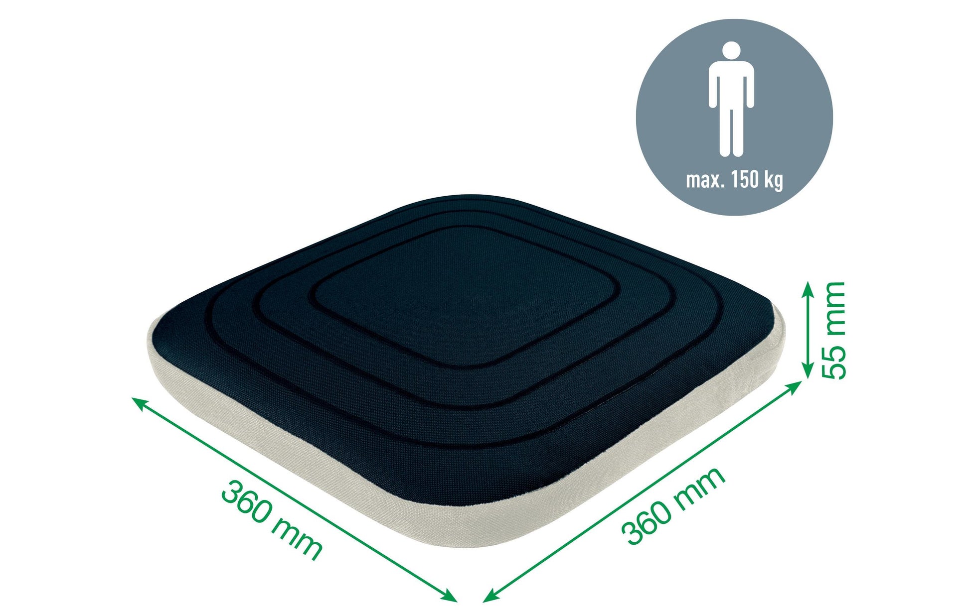 Leitz Ergo Active Balancekissen – 37,5 × 43,5 × 7,5 cm, aufblasbar, abnehmbarer Bezug, grau