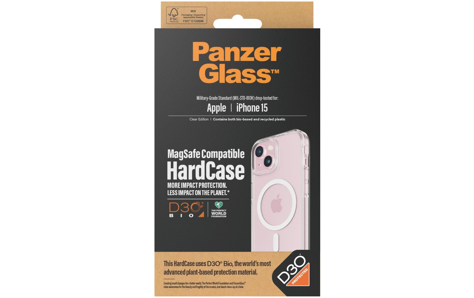 PanzerGlass Backcover – für Apple iPhone 15, MagSafe, Kunststoff, Transparent, bis 3,6 m sturzsicher, D3O