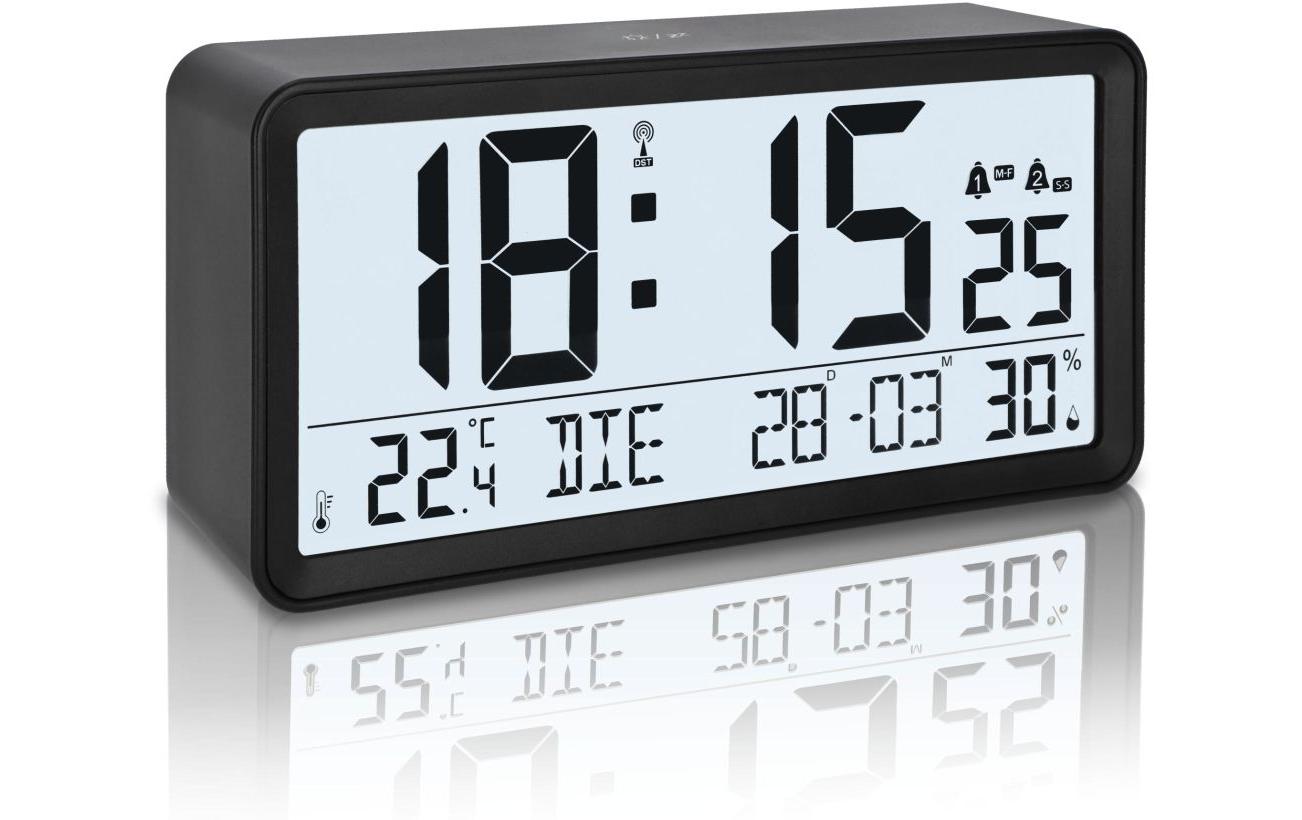 ADE CK2303 Digitalwecker – Funk, Schlummerfunktion, Thermometer, 18,8 × 9,2 × 4,9 cm, Schwarz