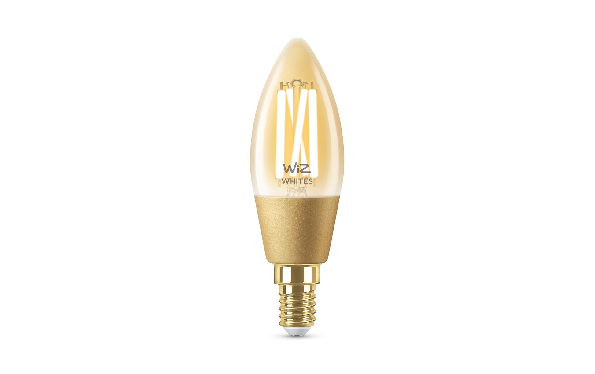 WiZ Smart-Leuchtmittel E14 C35 – Einstellbares Weiss 2000–5000 K, 370 lm, 4,9 W, WLAN/Bluetooth – 1 Stk. – Bernstein