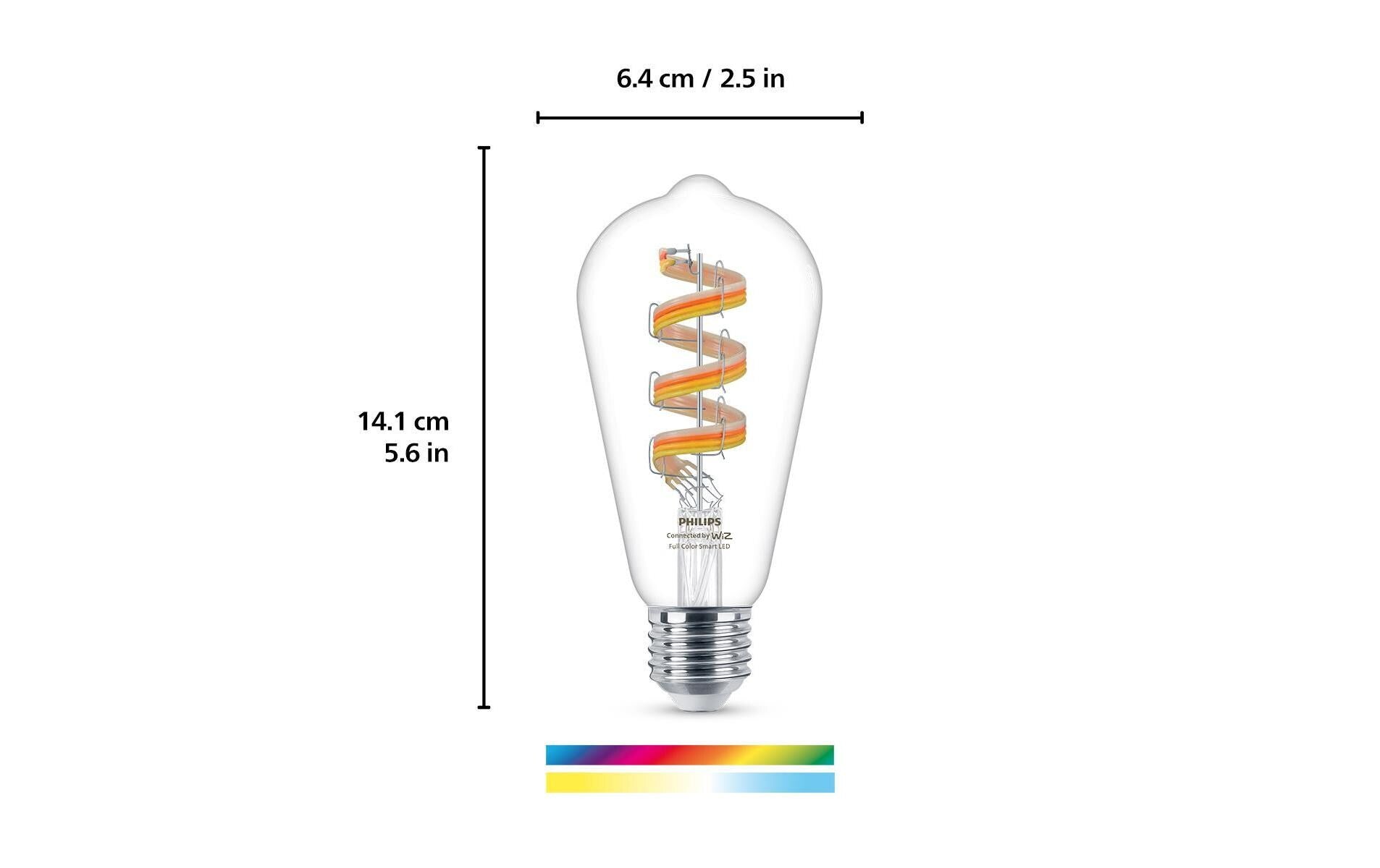 WiZ Smart-Leuchtmittel E27 ST64 – 470 lm, 2200–6500 K/mehrfarbig, WLAN/App, dimmbar – 1-Pack