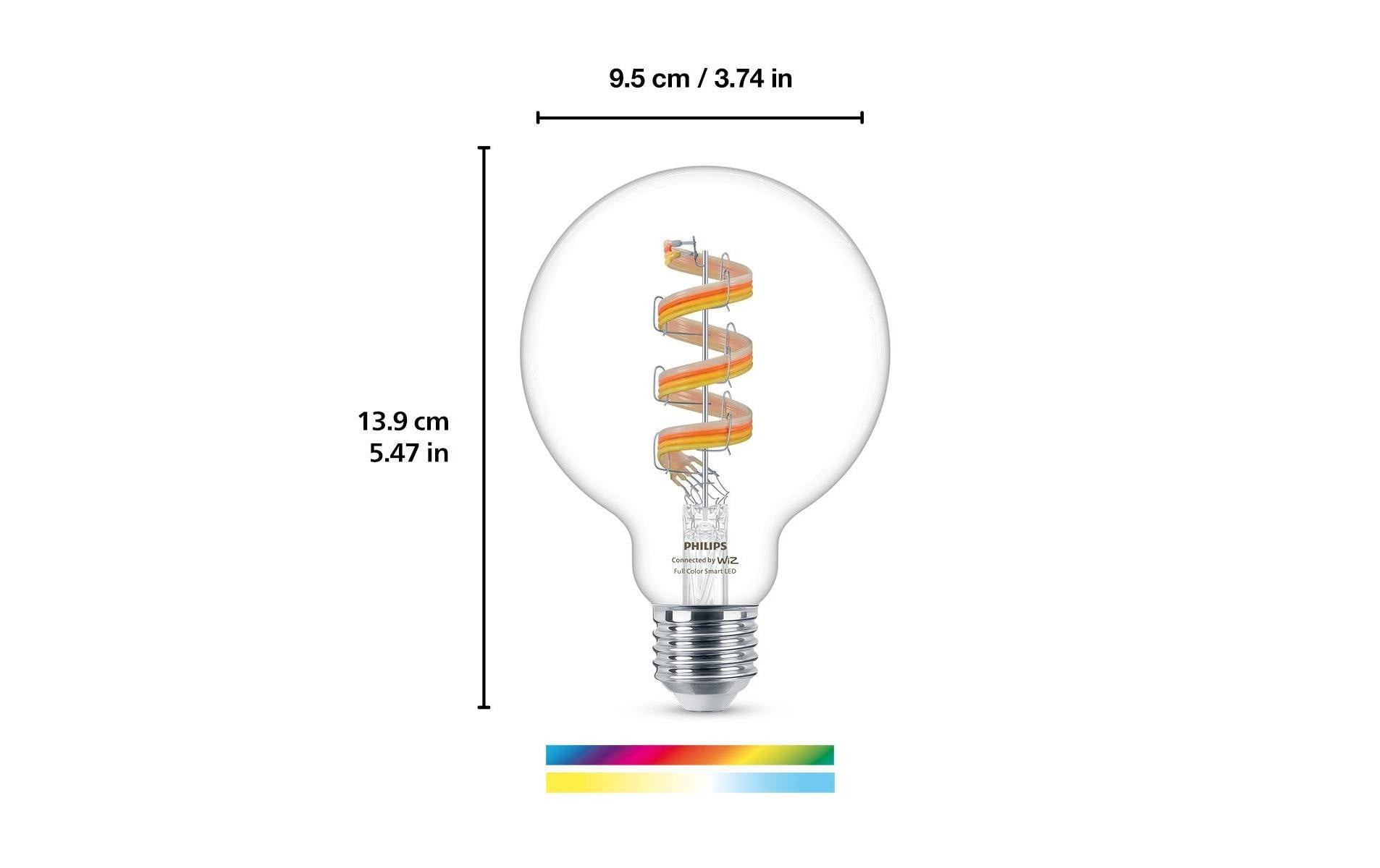 WiZ Smart-Leuchtmittel E27 G95 – 1521 lm, 2200–6500 K, WLAN, dimmbar – Transparent