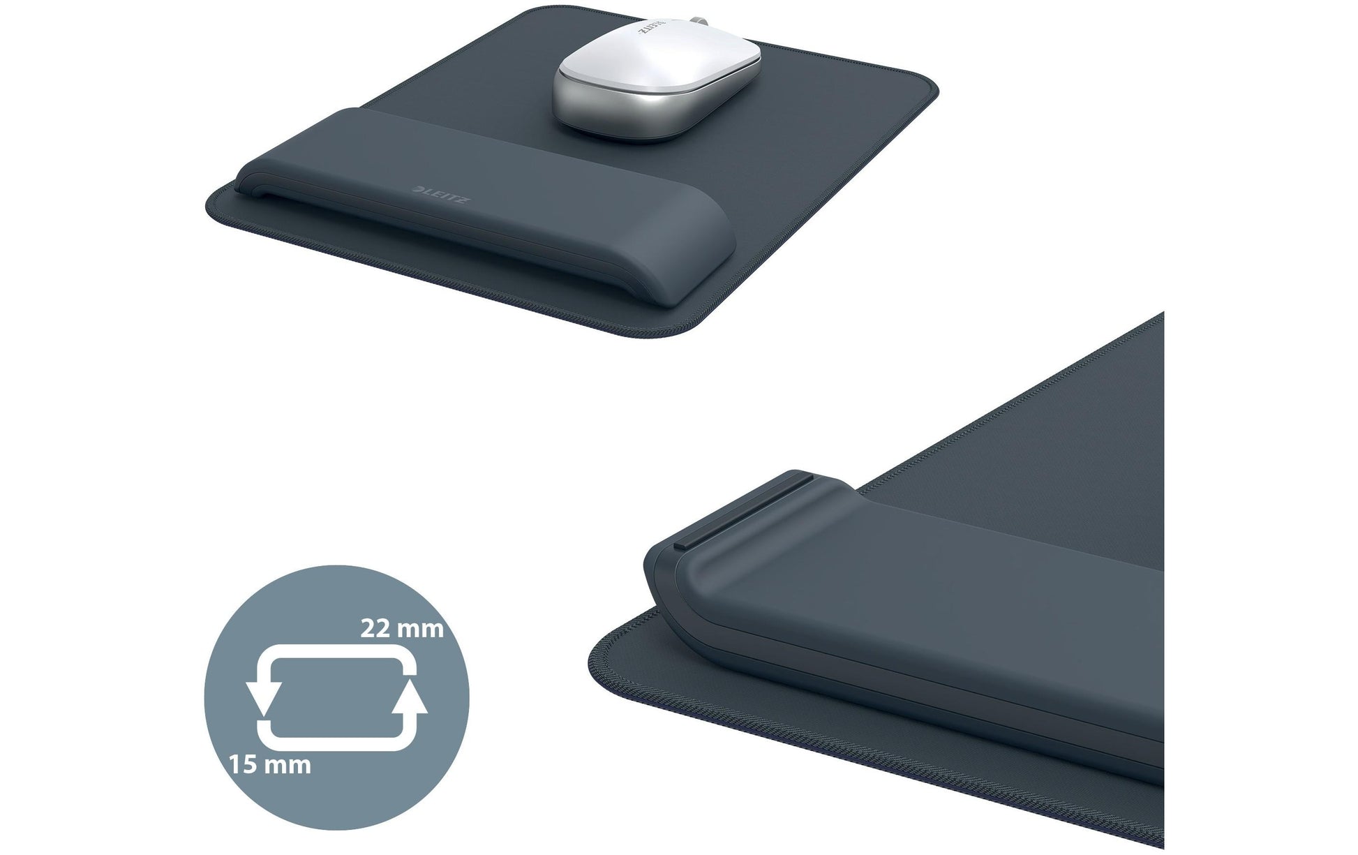 Leitz Mausmatte mit Handgelenkauflage – Ergo – Schaumstoff – 200×260×3 mm – Grau