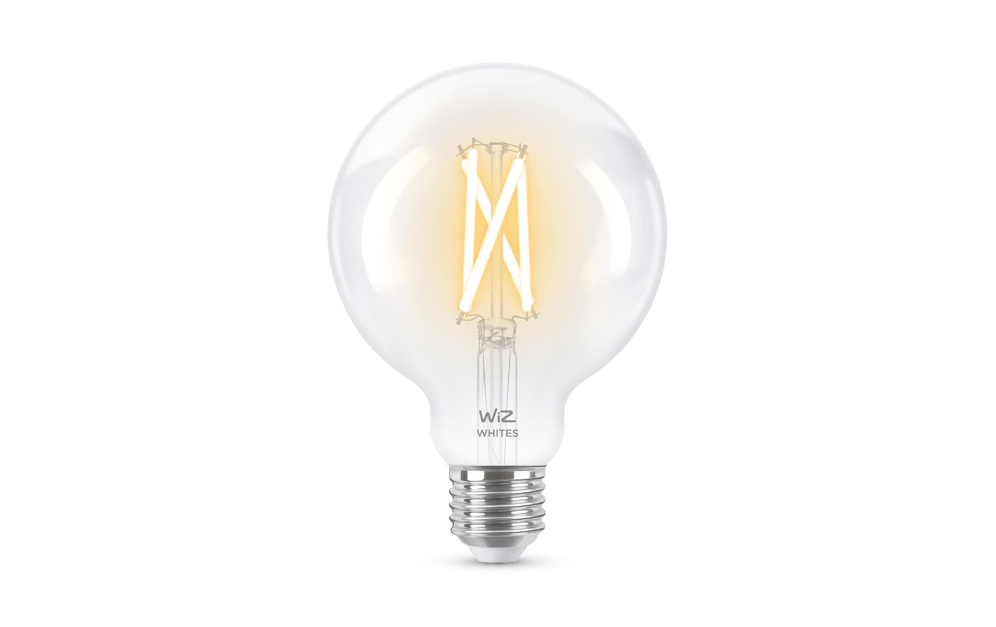 WiZ Smart-Leuchtmittel E27 G95 – 2700–6500 K, 806 lm, 7 W, WLAN/Bluetooth – 1 Stk., Transparent