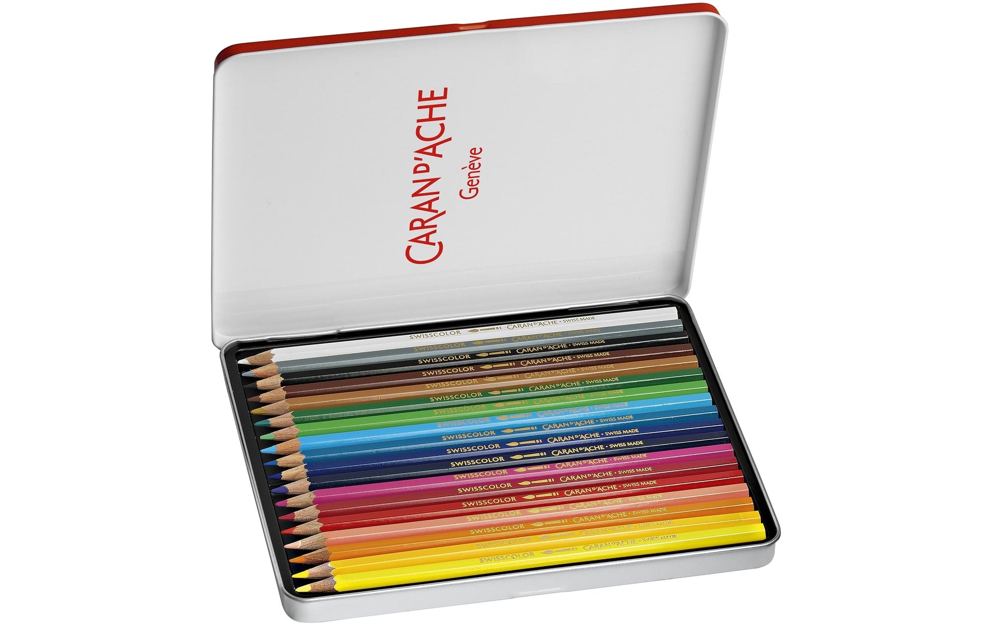 Caran d-Ache Caran d'Ache Aquarellfarbstifte Swisscolor Aquarelle – 18 Farben, im Metalletui, Ø 2,8 mm, FSC
