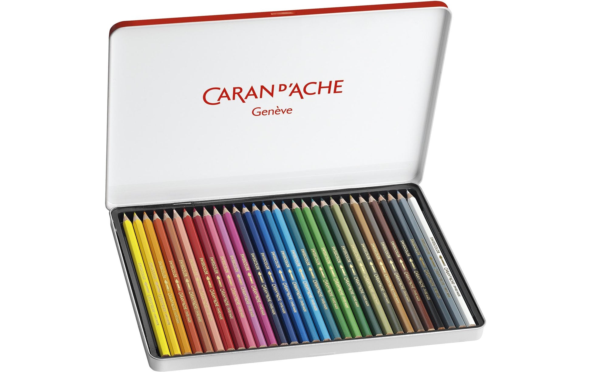 Caran d-Ache Caran d'Ache Aquarellfarbstifte Swisscolor Aquarelle – 30 Farben, im Metalletui, Ø 2,8 mm, FSC